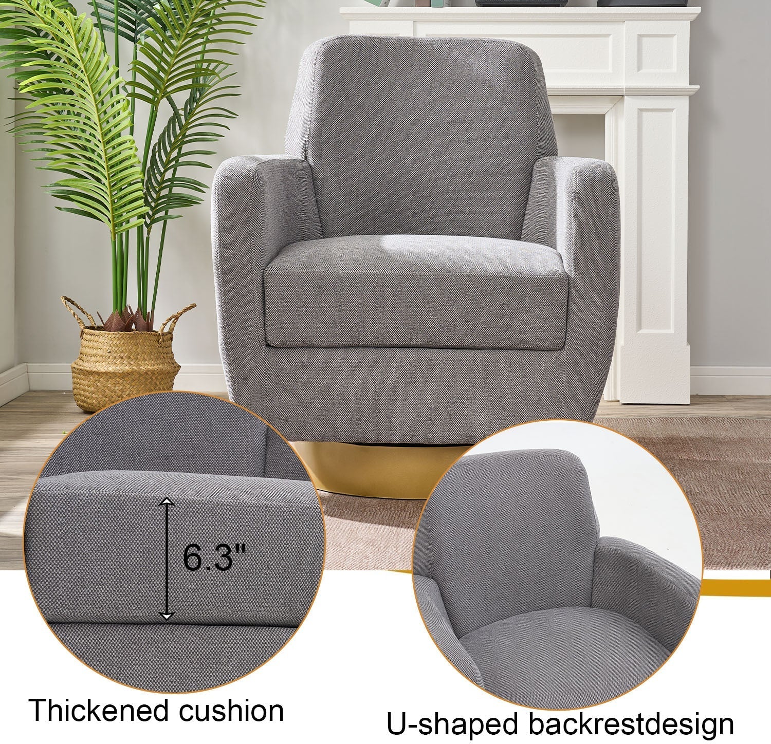 360 Degree Rotation Armchair Cotton Linen