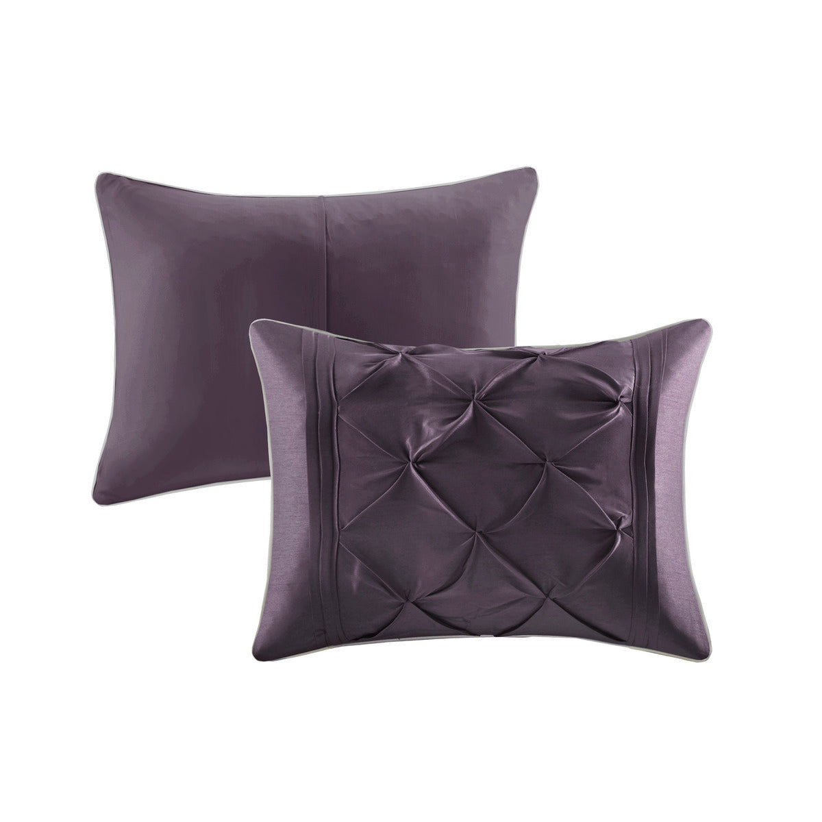 7 Piece Tufted Comforter Set Plum King