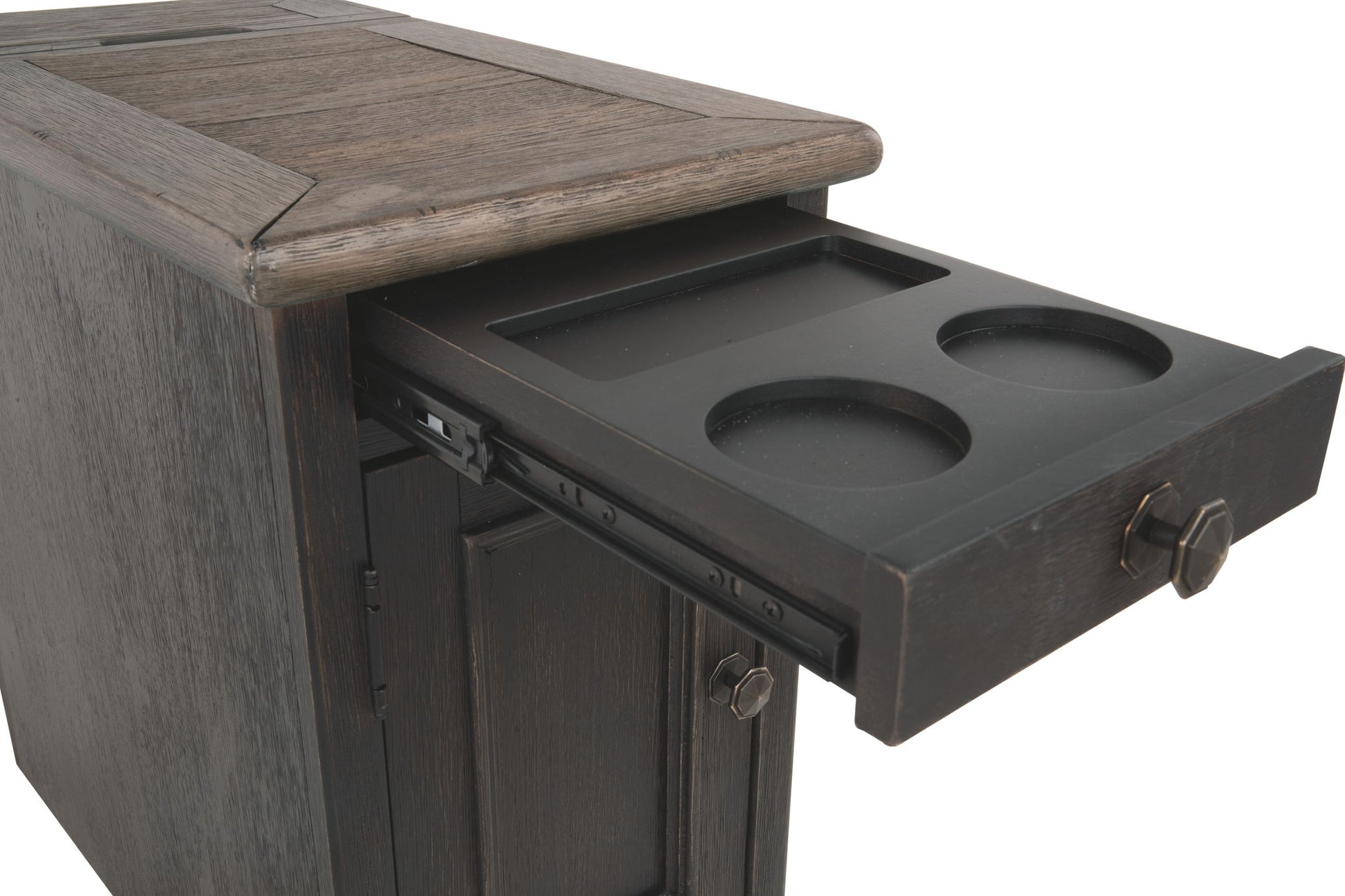Tyler Creek - Chair Side End Table - Grayish Brown / Black - Best Buy Furniture
