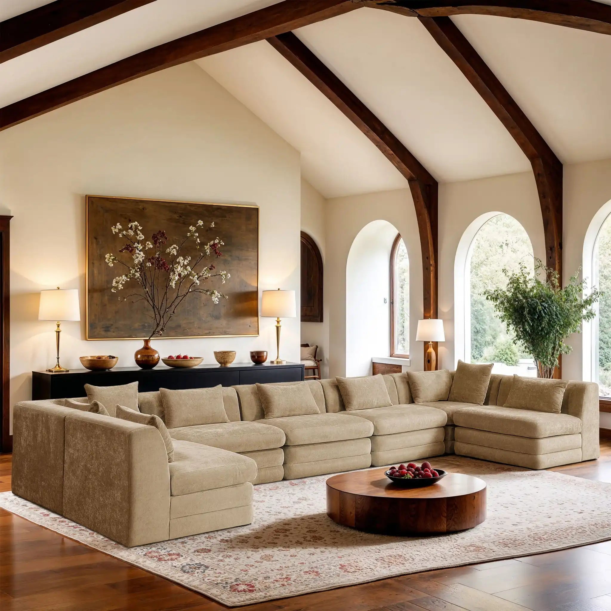 Stellar - 7 Piece Chenille Fabric Upholstered Modular Sectional