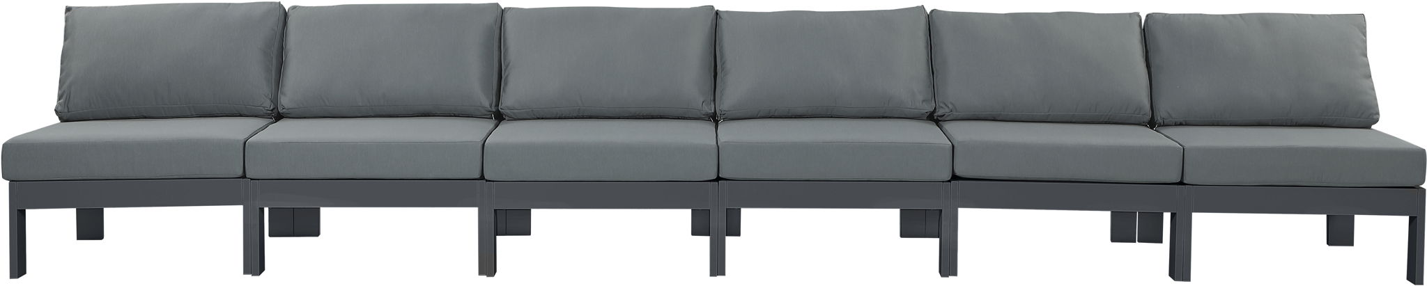 Nizuc - Outdoor Patio 6 Seat Armless Modular Sofa With Gray Frame