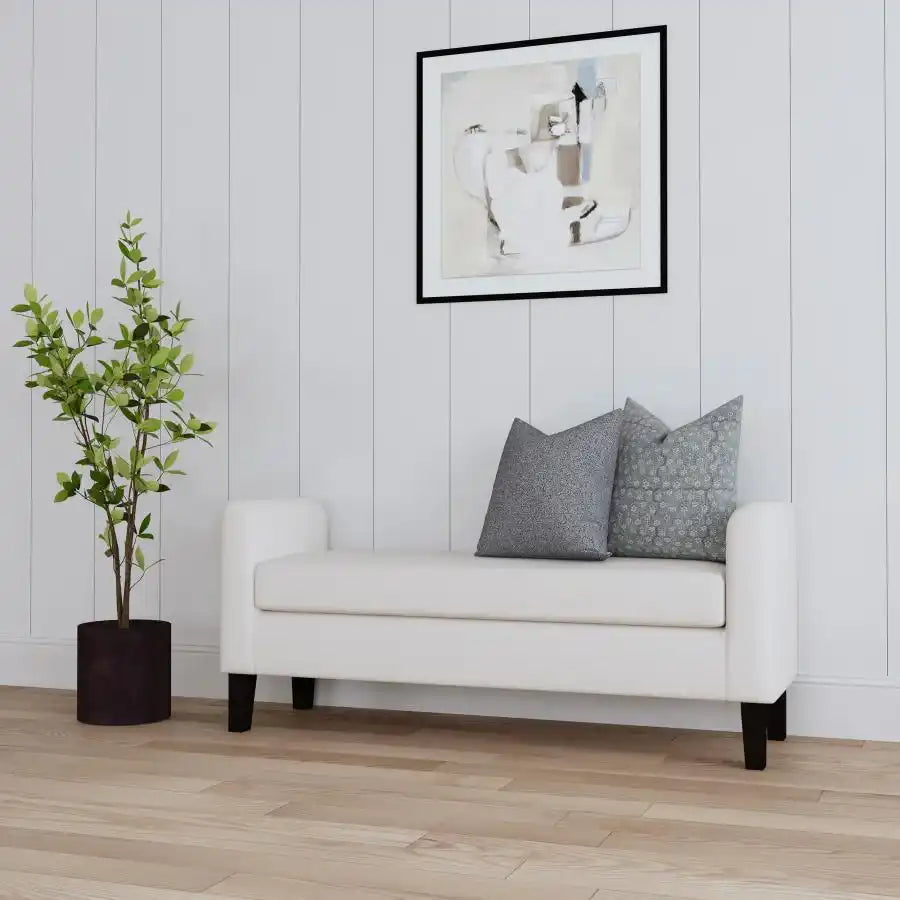 Rex - Fabric Upholstered Accent Bench With Armrests - Vanilla