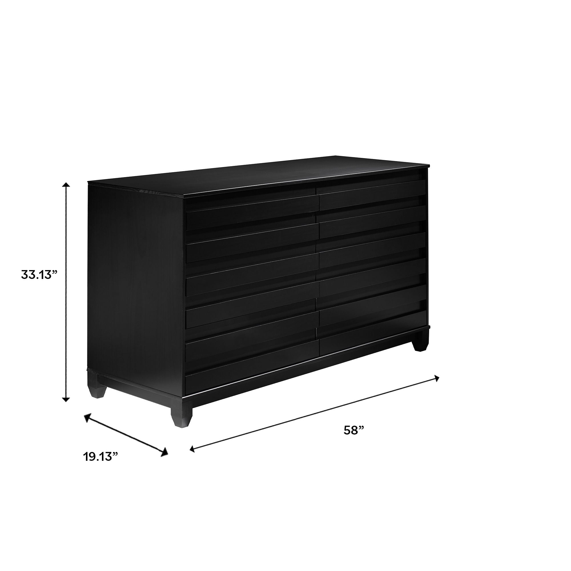 Modern 6 Drawer Solid Wood Dresser With Channel Pulls