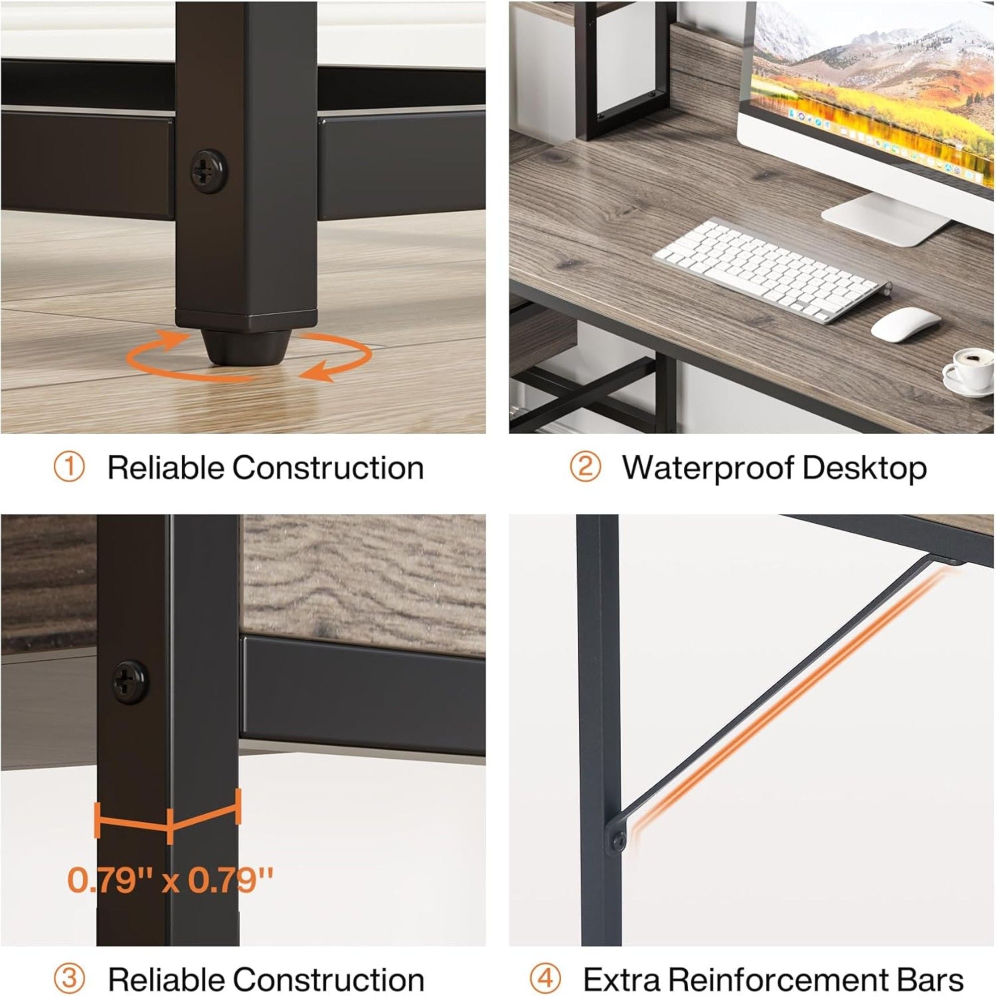 Computer Desk With Hutch, 2 Drawers & Open Shelves