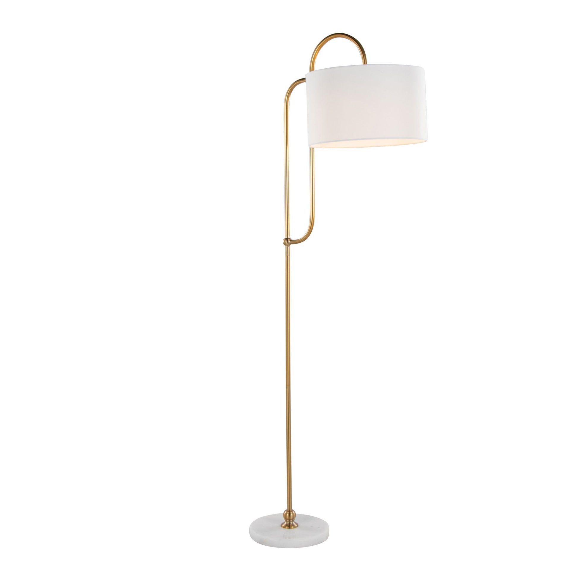 Leslie - Glam / Art Deco Floor Lamp - Gold / White - Best Buy Furniture