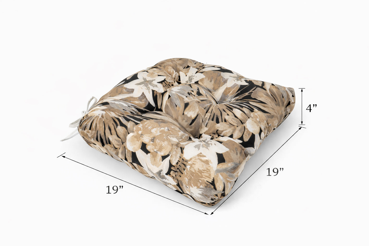Outdoor Chair Cushions Set of 2, 19 x 19 x 4 Inch Tufted Seat Cushions