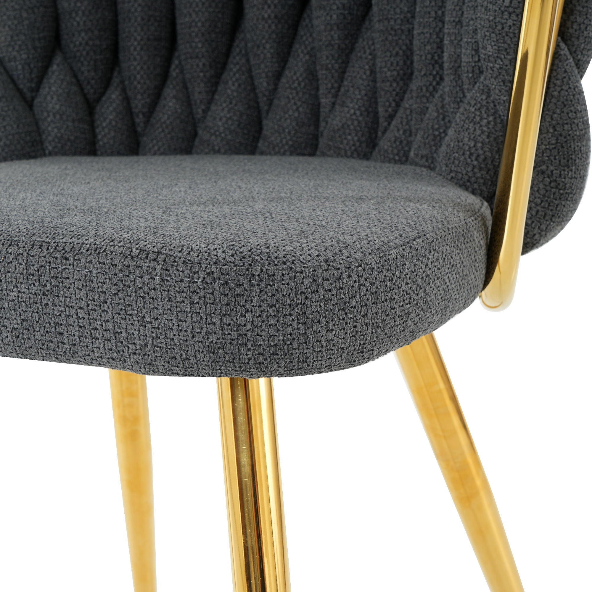 Modern Simple Linen Dining Chair With Plated Metal Legs (Set of 2)