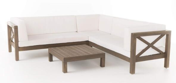 Brava X-Back 4-Piece White Outdoor Sofa Set