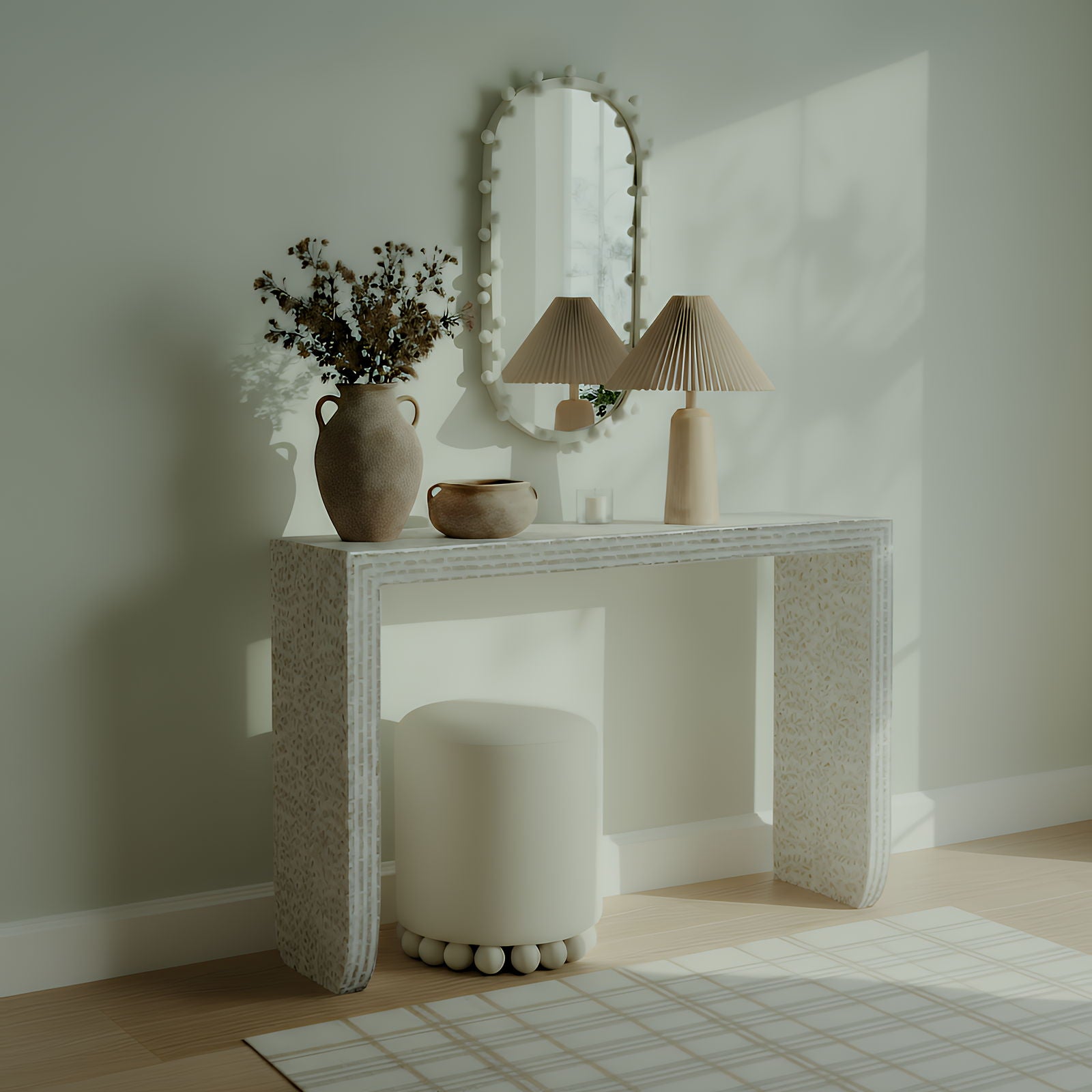 Cyprus - Capiz Shell Console Table - Cream