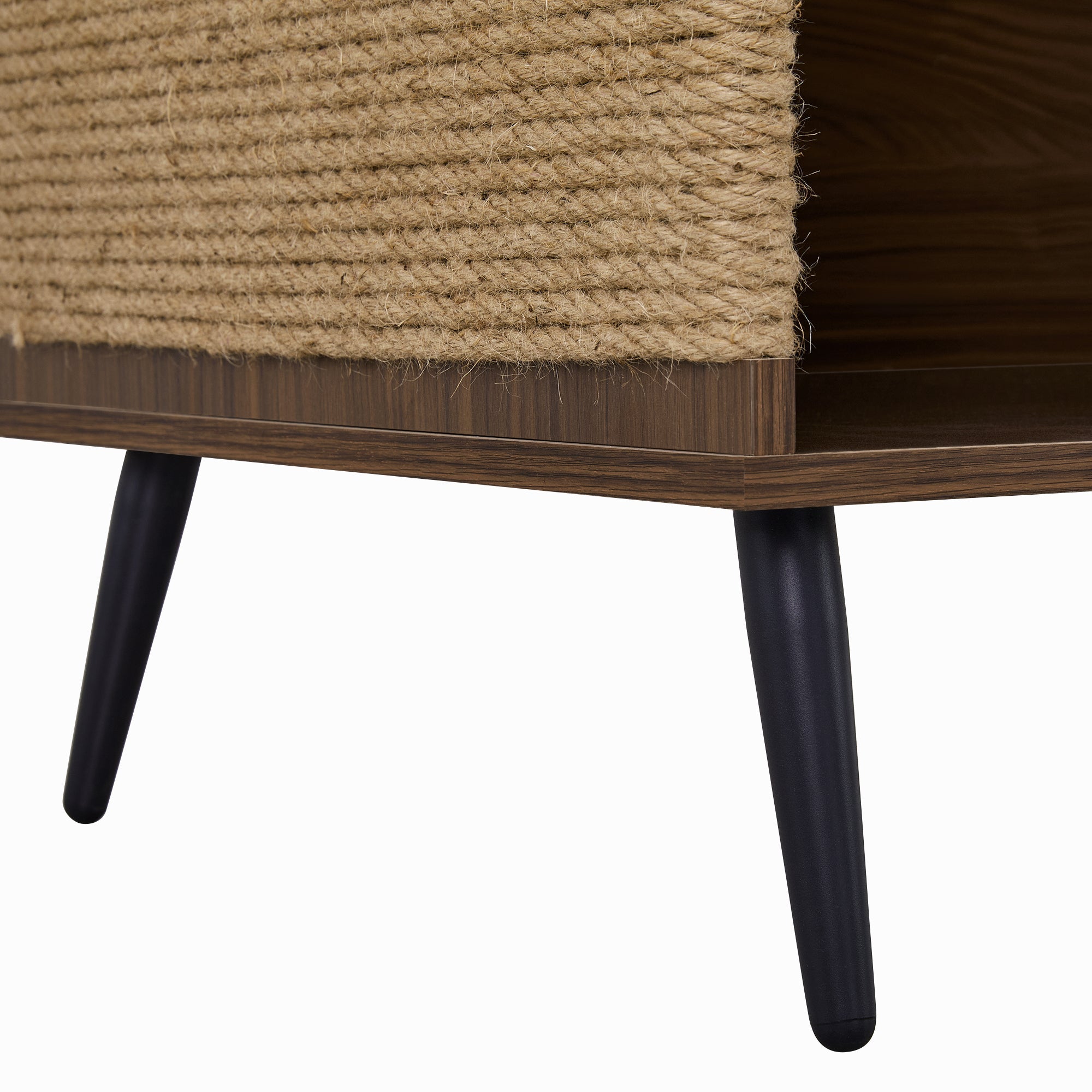 Cat Furniture 2 IN 1 Modern Walnut Cabinet Side Table With Spring-Loaded Door