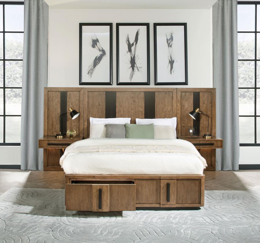Terrace - 2 Piece Wall Panel With Nightstand Set - Ash Brown