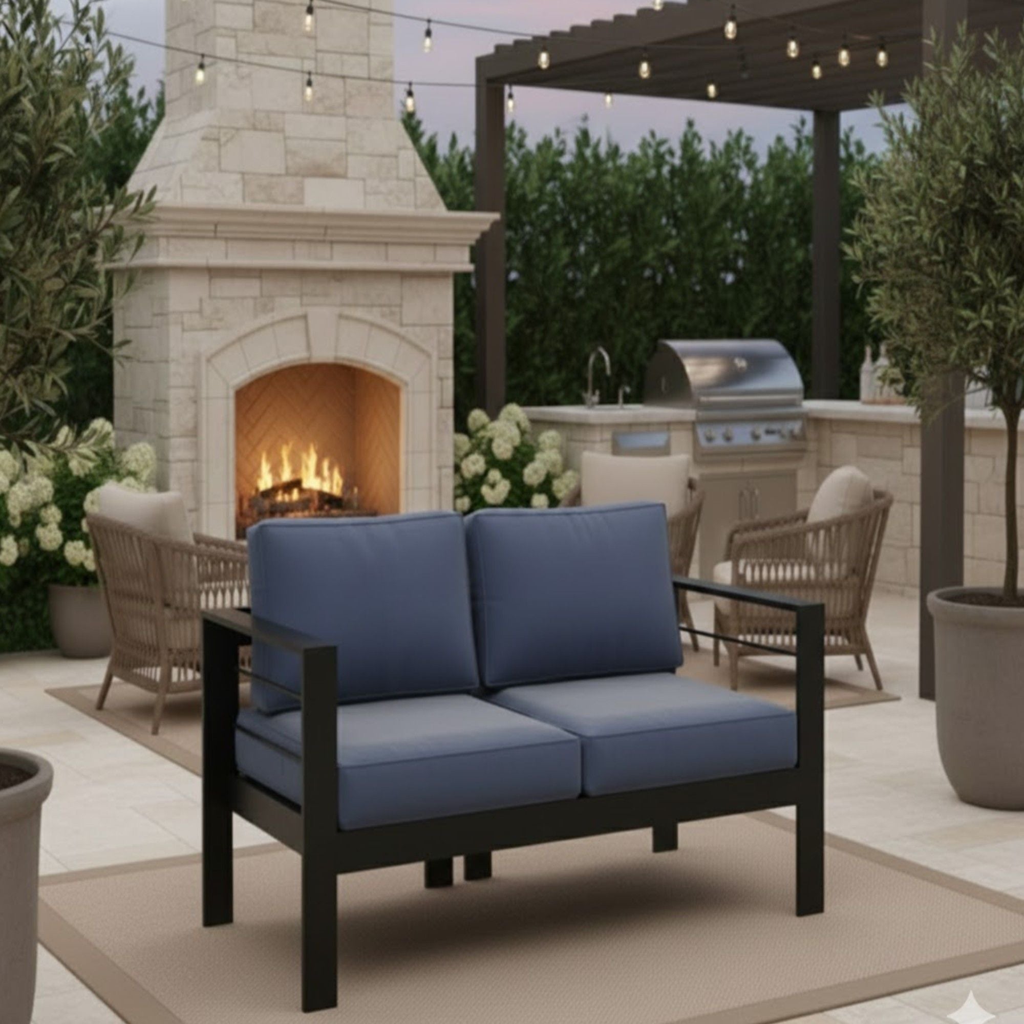 All-Weather Patio Loveseat With Thick Cushions