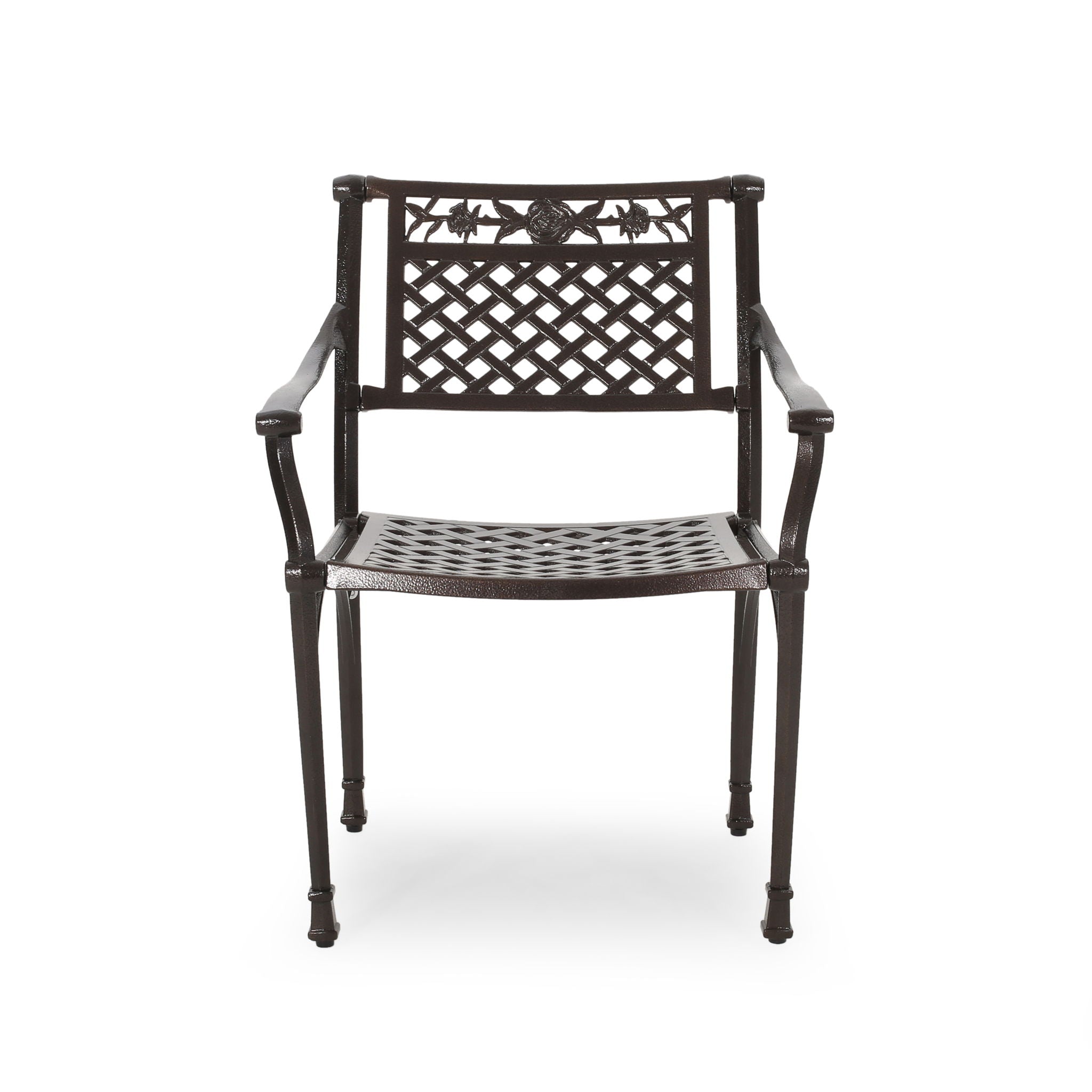 Cast Aluminum Dining Chair With Hand Crafted Details - Bronze