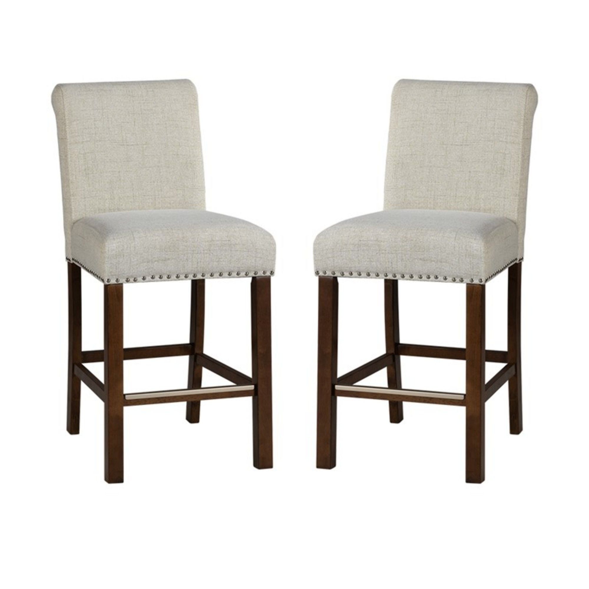 Upholstered Counter Stool With Nailhead Trim (Set of 2)