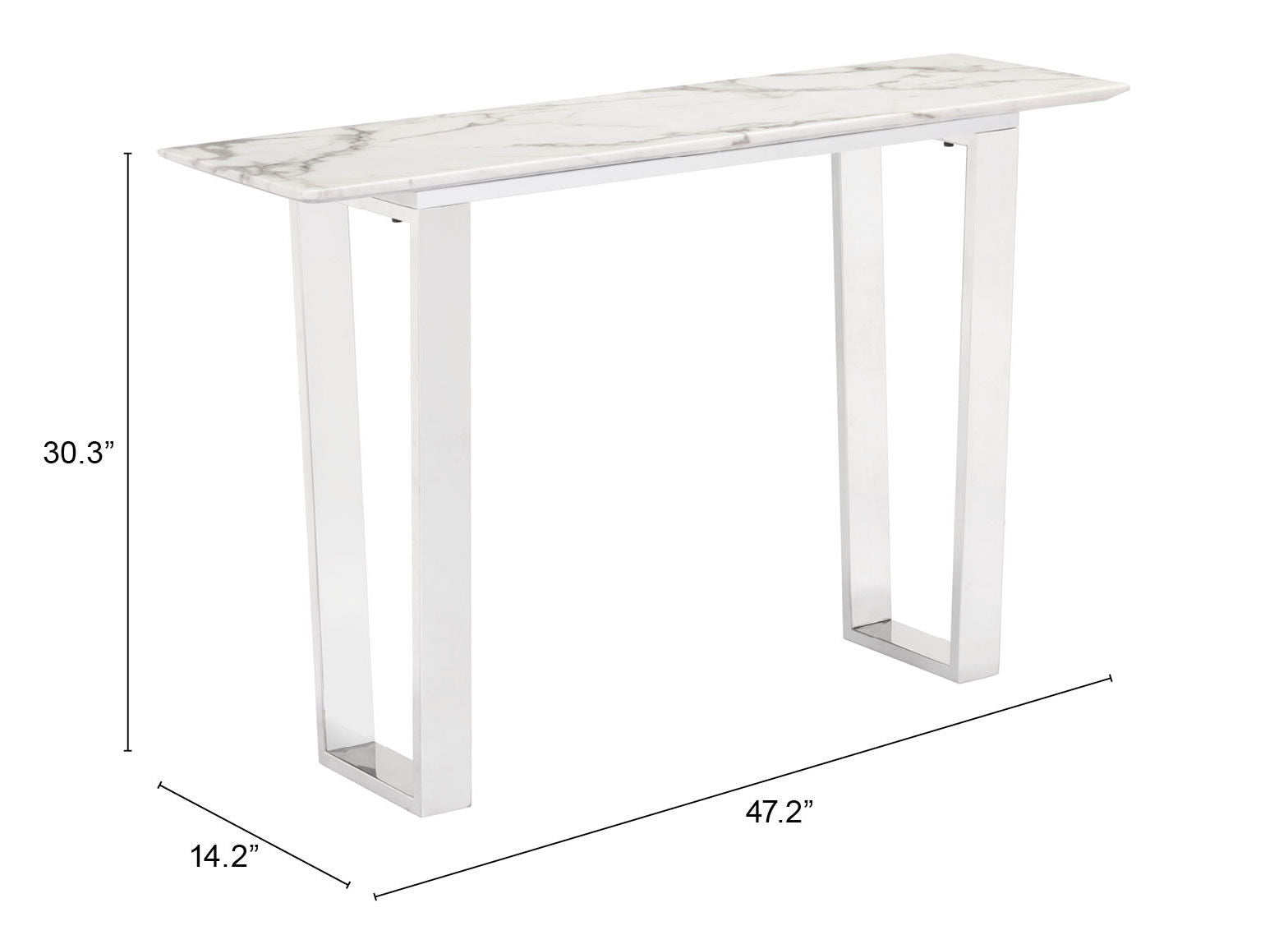 Atlas - Console Table - White & Silver
