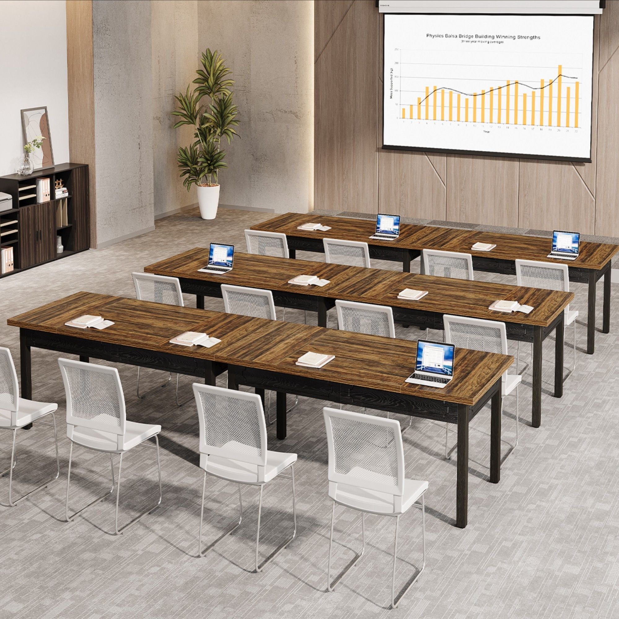 Executive Office Desk, Computer Table With Thick Top - Brown / Black