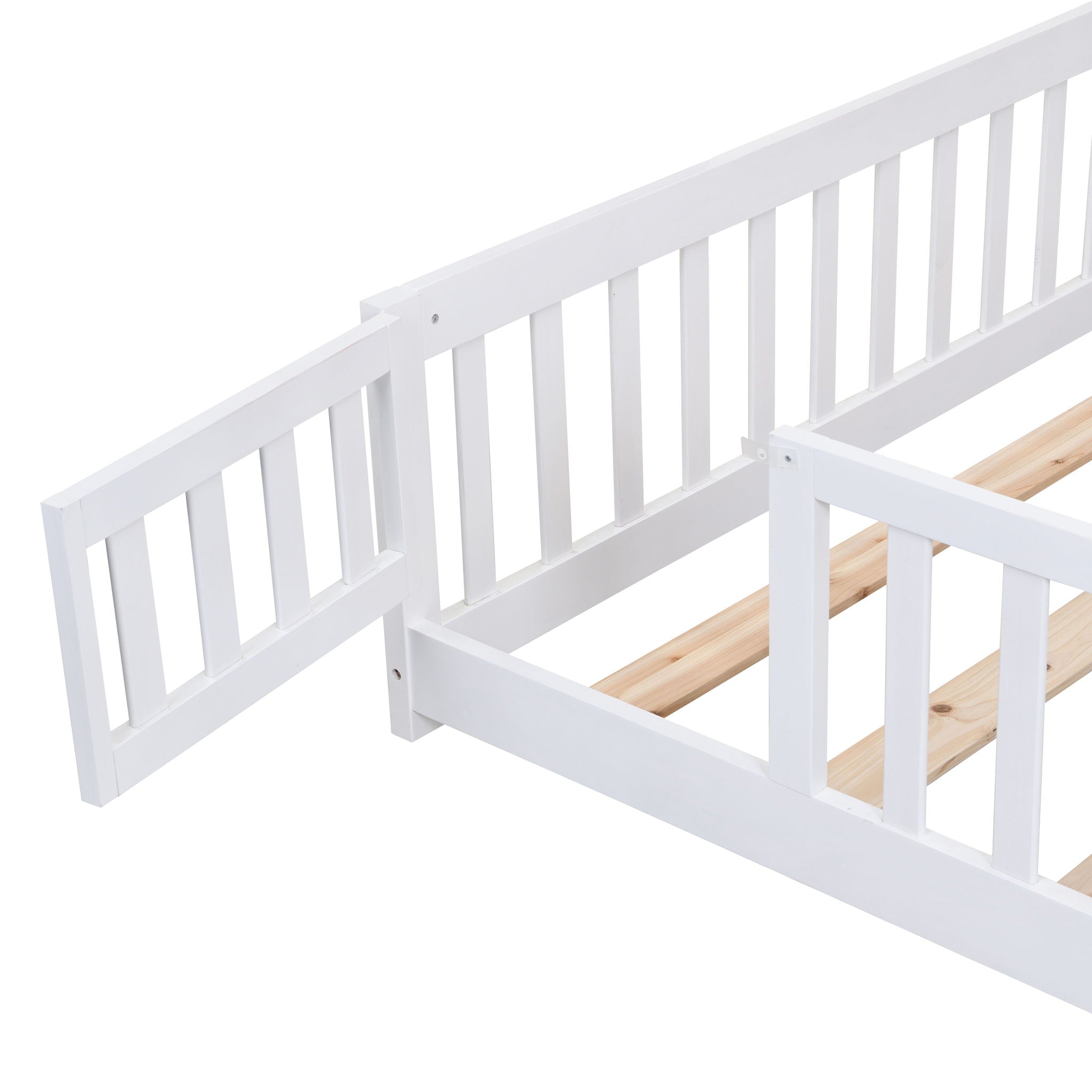 Solid Floor Bed With Door And Fence For Children
