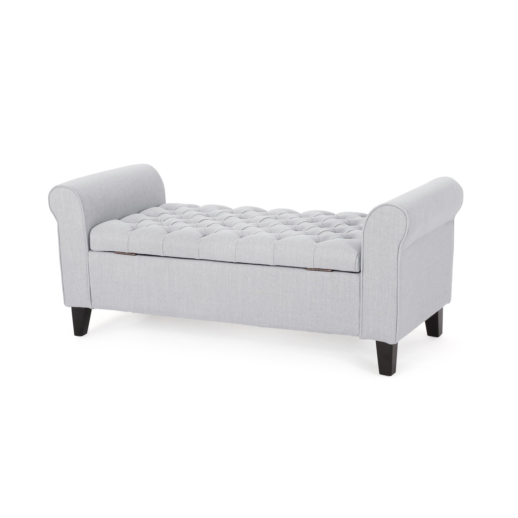 Hayes - Contemporary Armed Storage Bench With Button Tufting And Rolled Arms