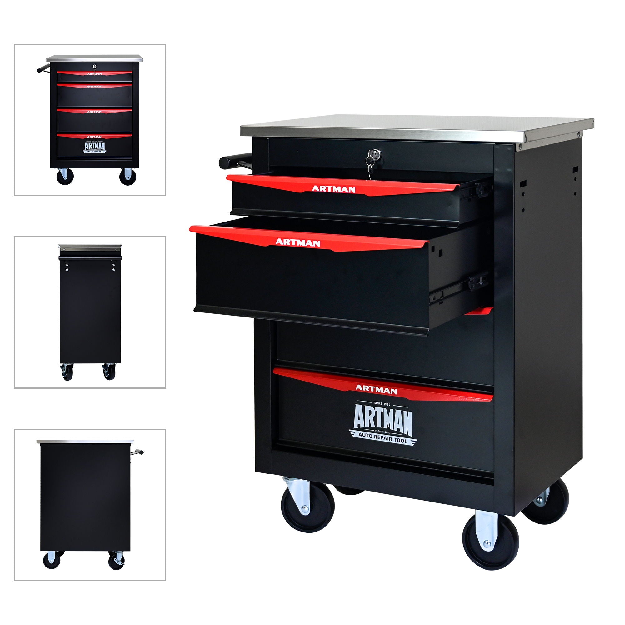 Drawer Multifunctional Tool Cart With Wheels For Garage