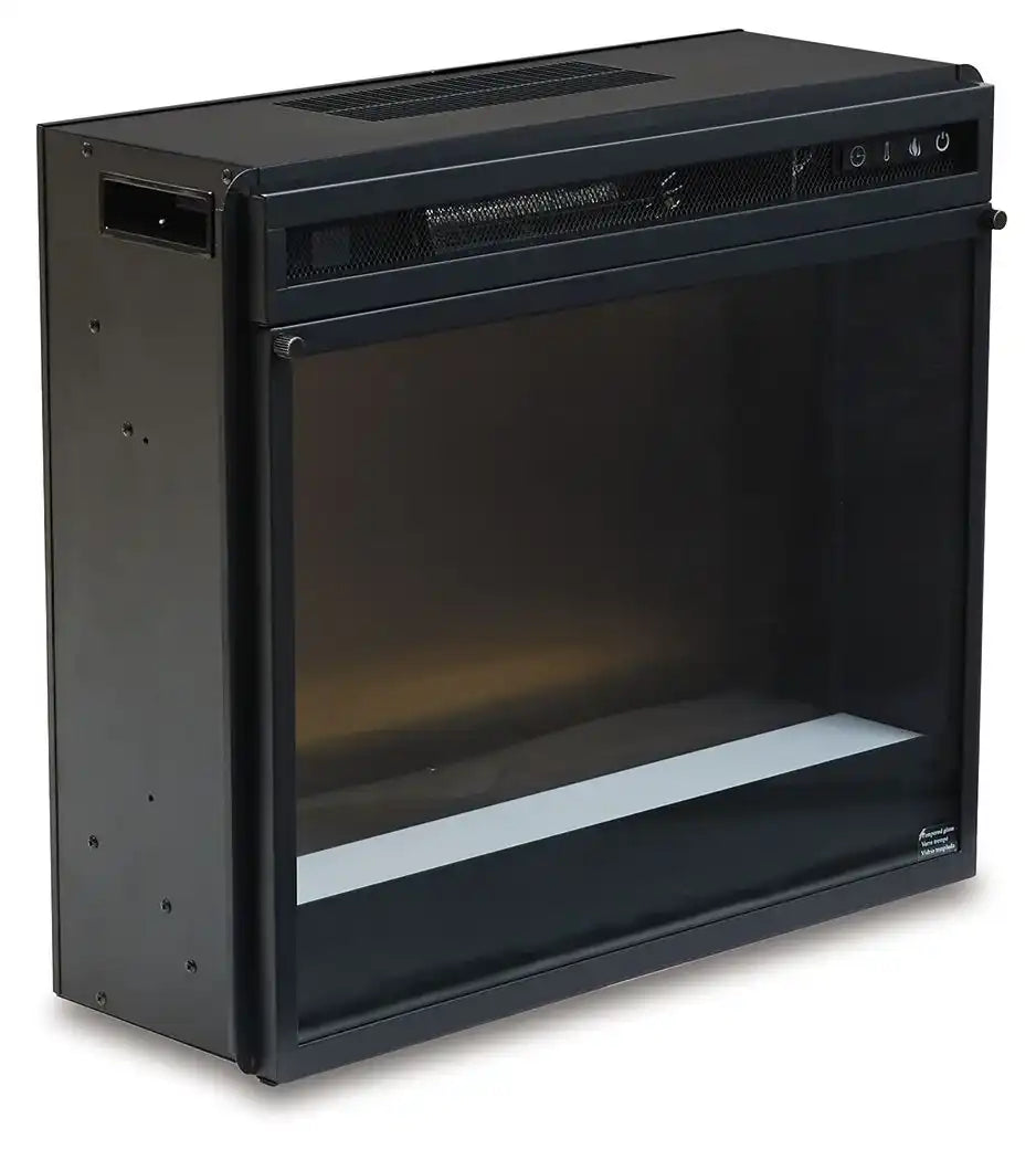 Entertainment Accessories - Black - Fireplace Insert Glass/Stone