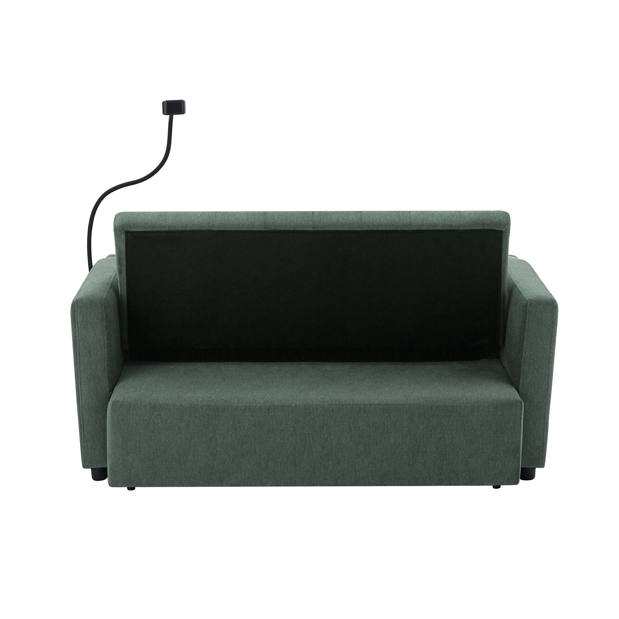 Convertible Sofa Bed Loveseat Sofa With Three USB Ports, Two Side Pockets, Two Cup Holders And 360° swivel Phone Holder For Living Room