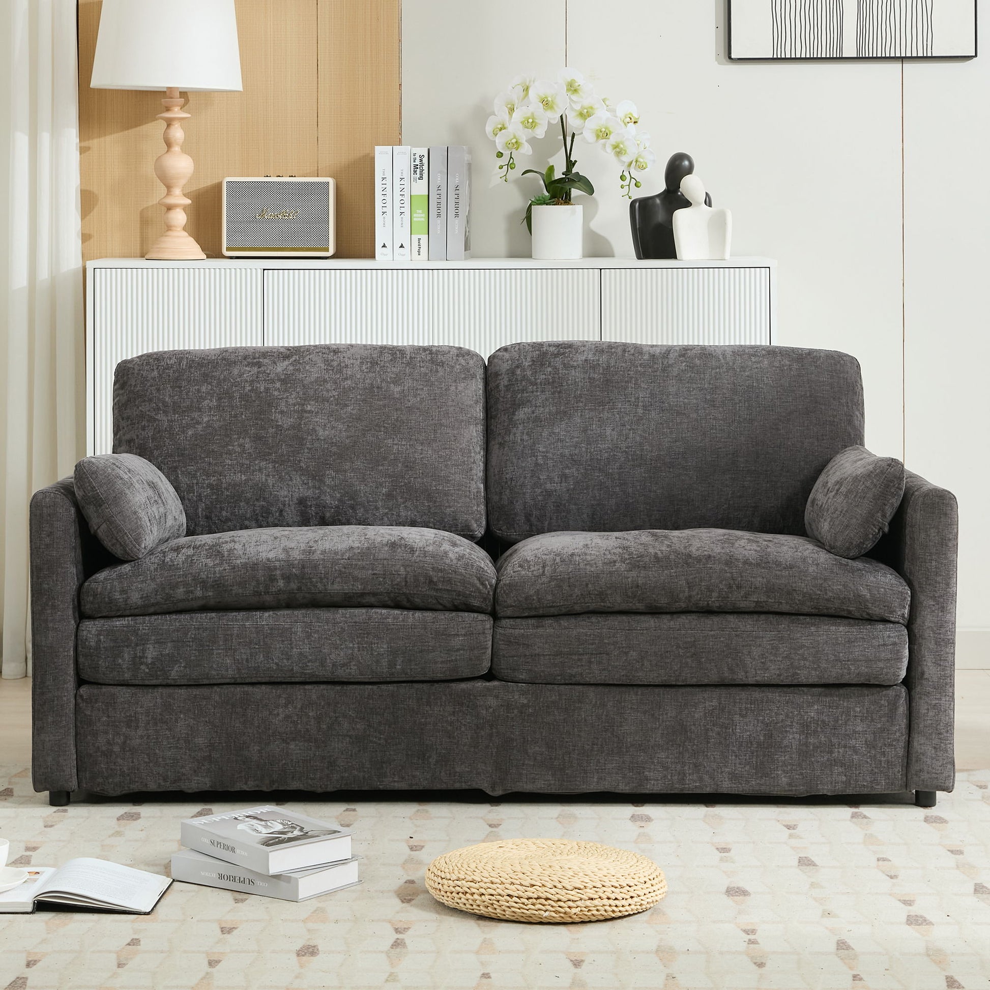 Cozy Upholstered Plush Cushion Loveseat Sofa For Living Room - Best Buy Furniture