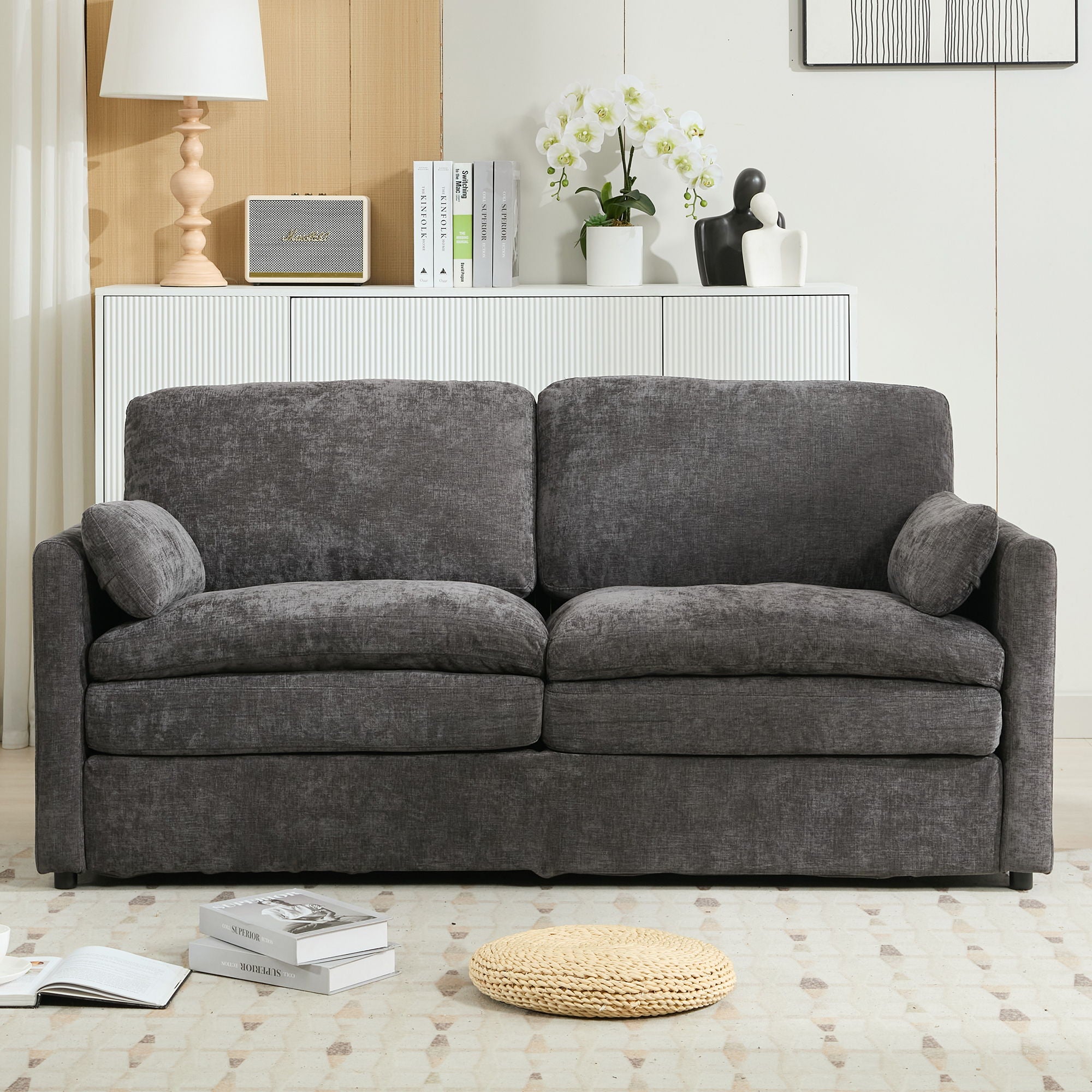 Cozy Upholstered Plush Cushion Loveseat Sofa For Living Room - Best Buy Furniture