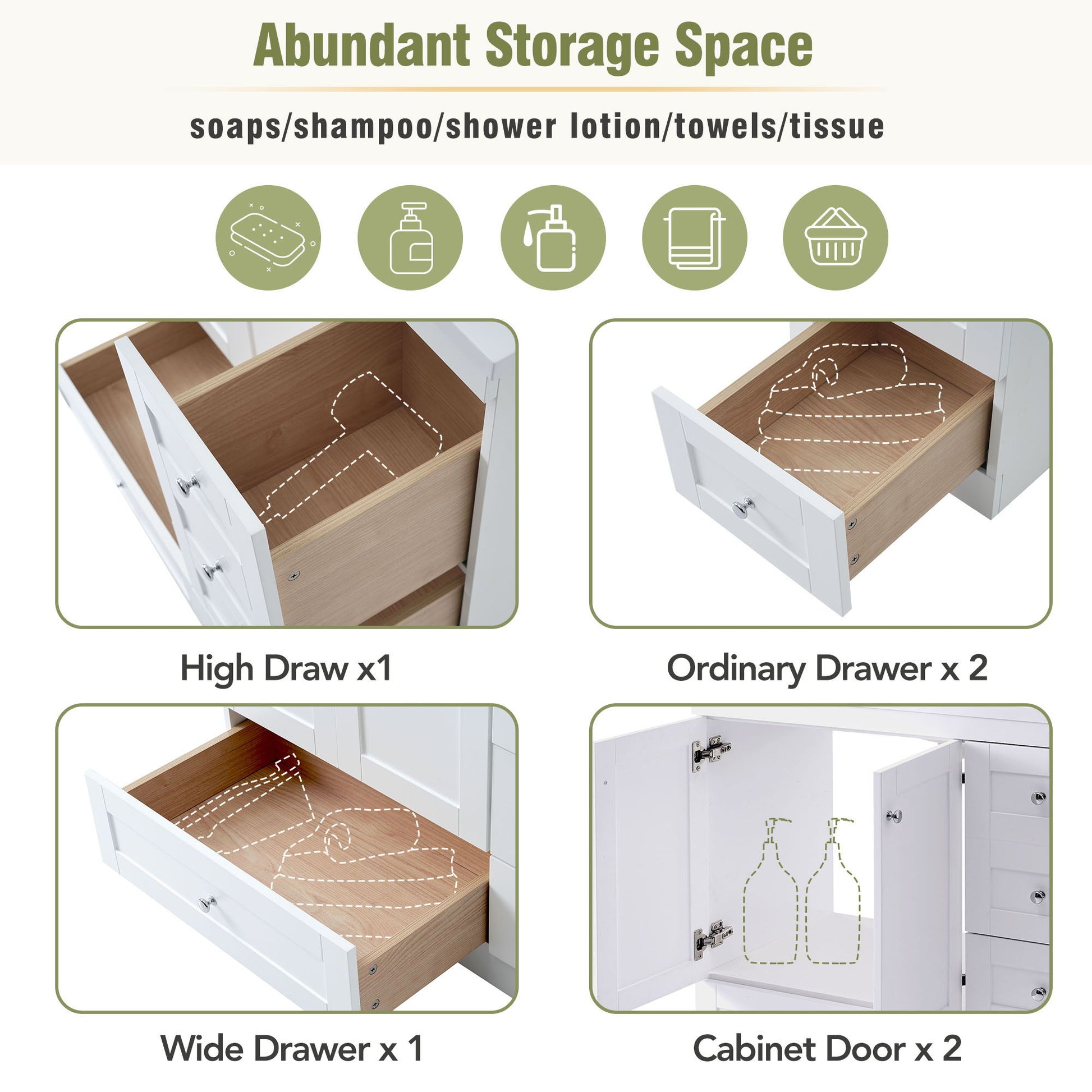 Shaker Free Standing Bathroom Vanity Cabinet With Sink, Soft Close Drawers, Soft Close Doors - Best Buy Furniture