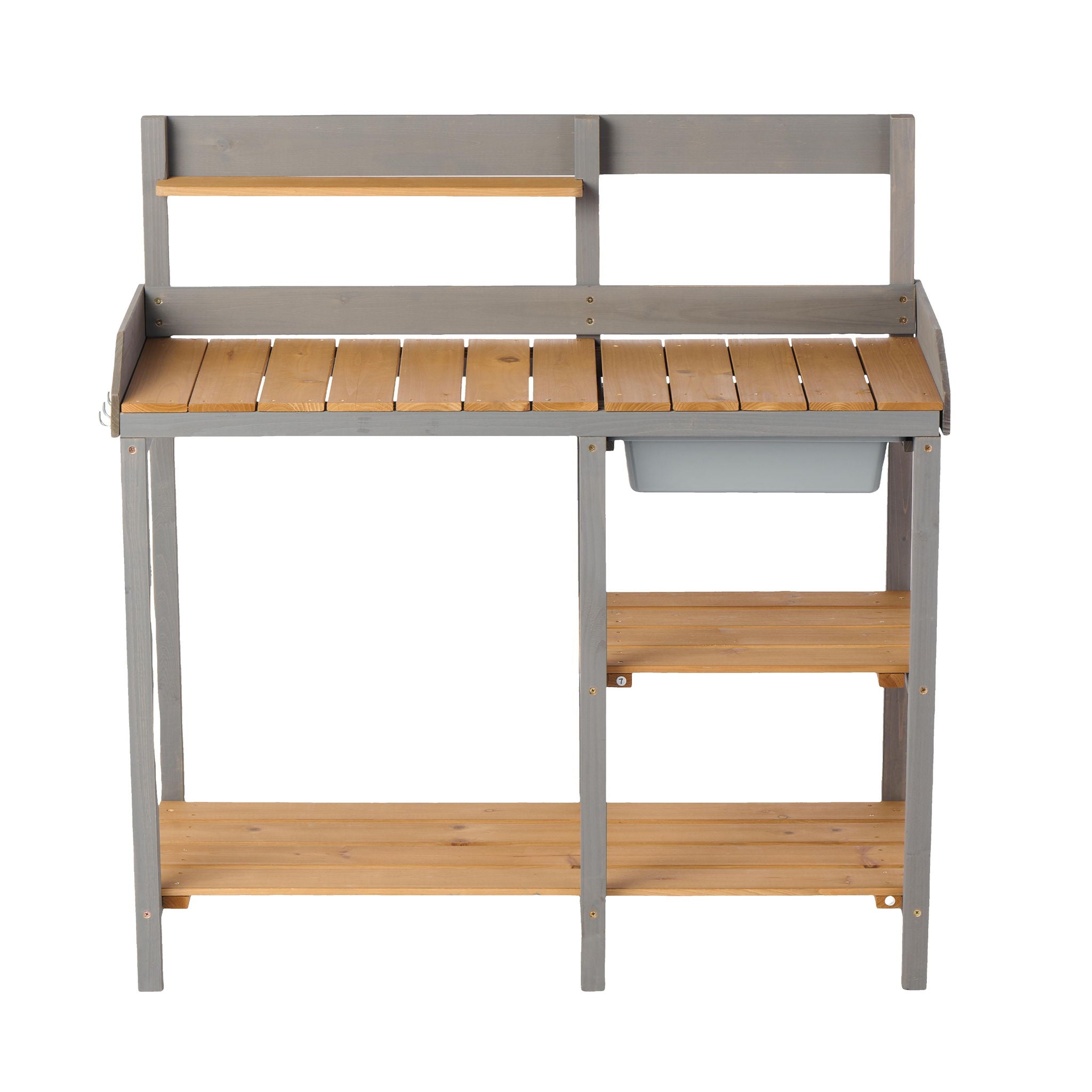 Outdoor Potting - Bench, Workstation Table With Cabinet For Backyard Garden Supplies - Gray / Brown