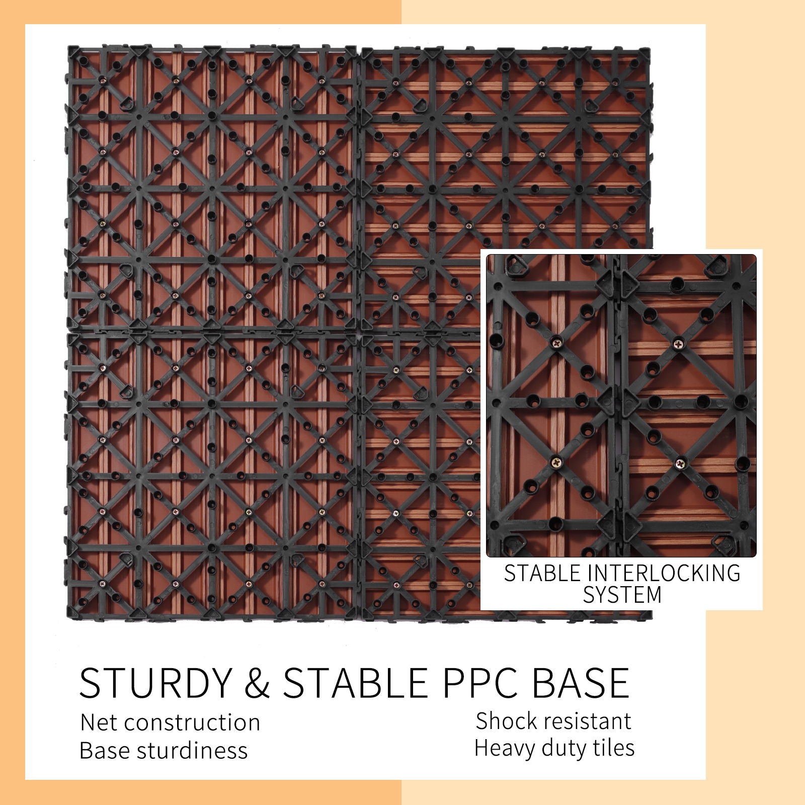 Wood Plastic Composite Deck Tiles, Sustainable Composite Decking Resist Rust, Water, Weather, Easy To Diy & Maintain