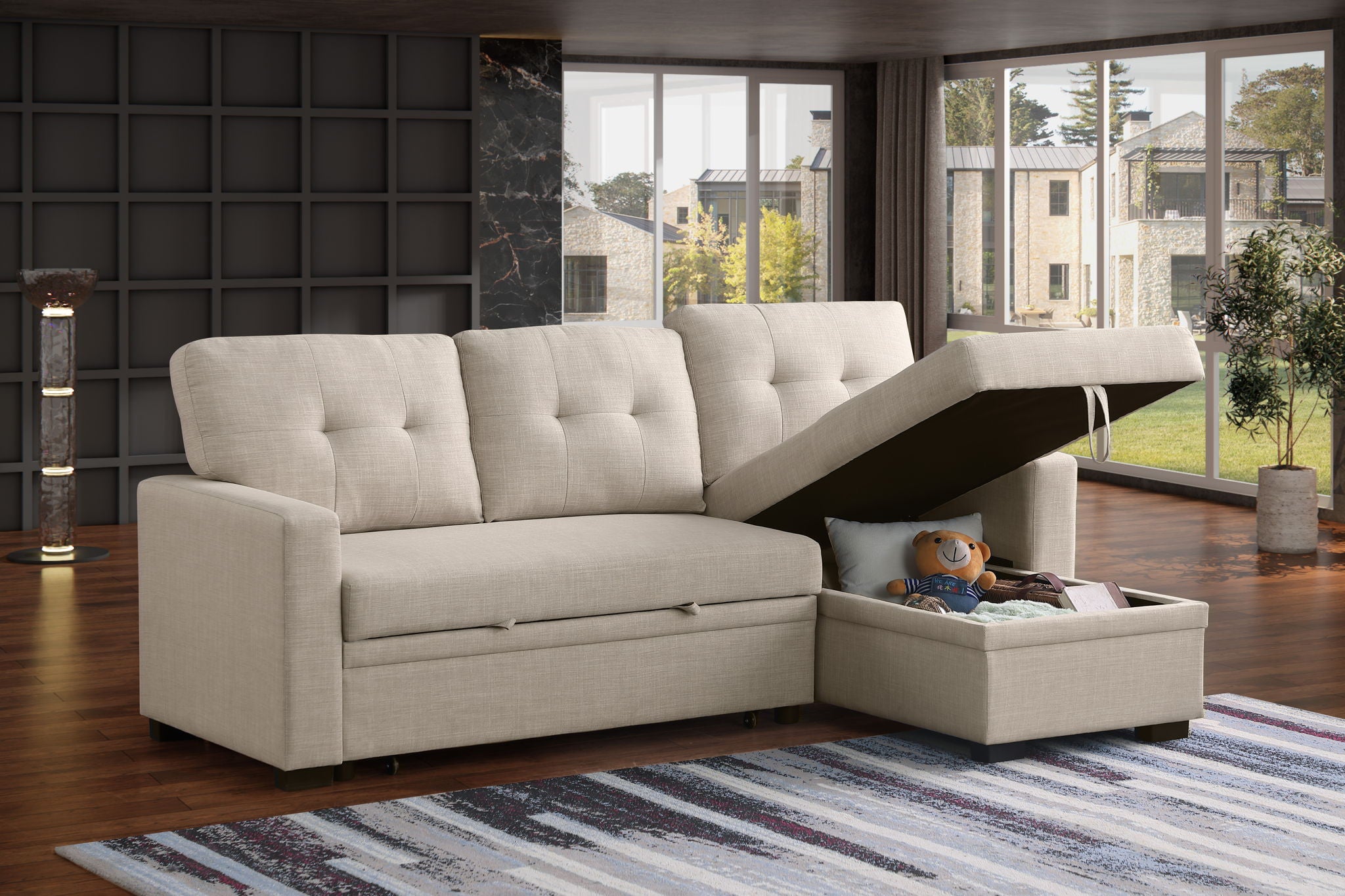 Elegant Storage Sofa - Beige