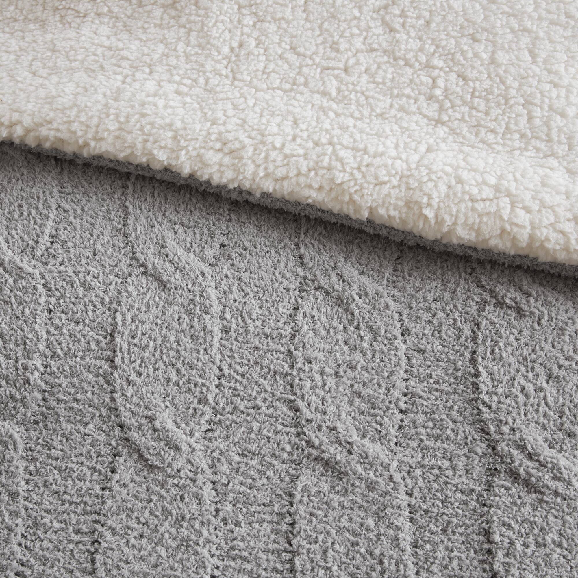 3 Pieces Full/Queen Cable Knit Chenille Comforter Set Gray