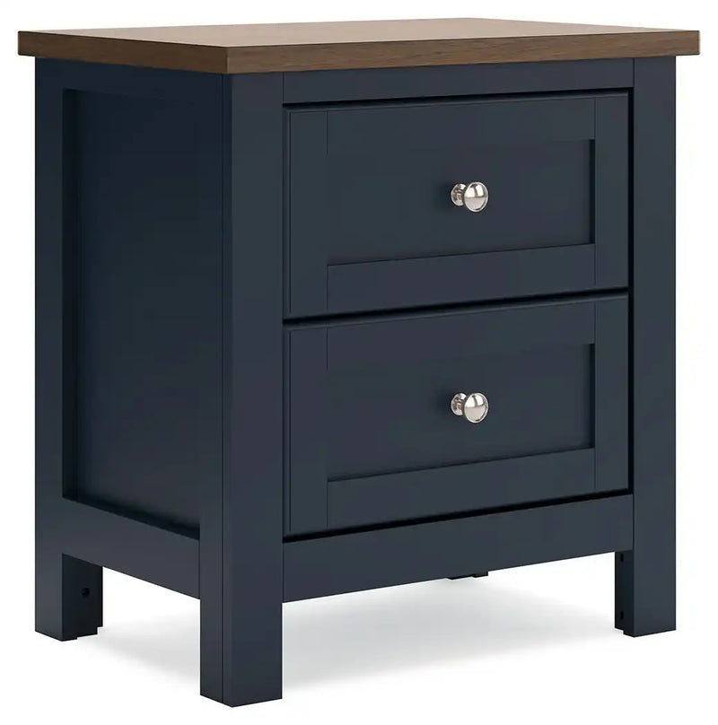 Landocken - Two Drawer Night Stand - Brown / Blue - Best Buy Furniture