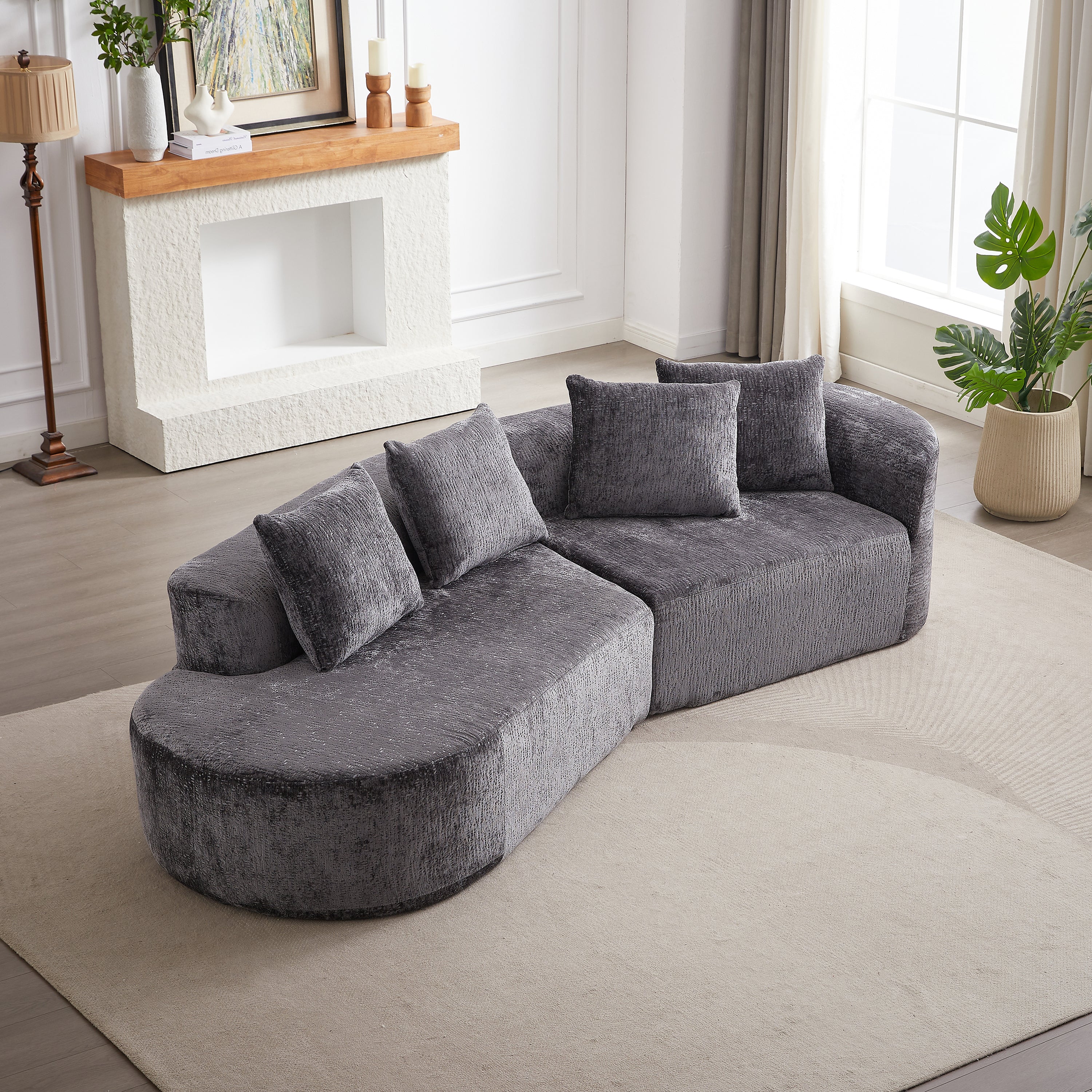 Modern Upholstered Oversized Sectional Sofa, 114-Inch Chenille - Best Buy Furniture