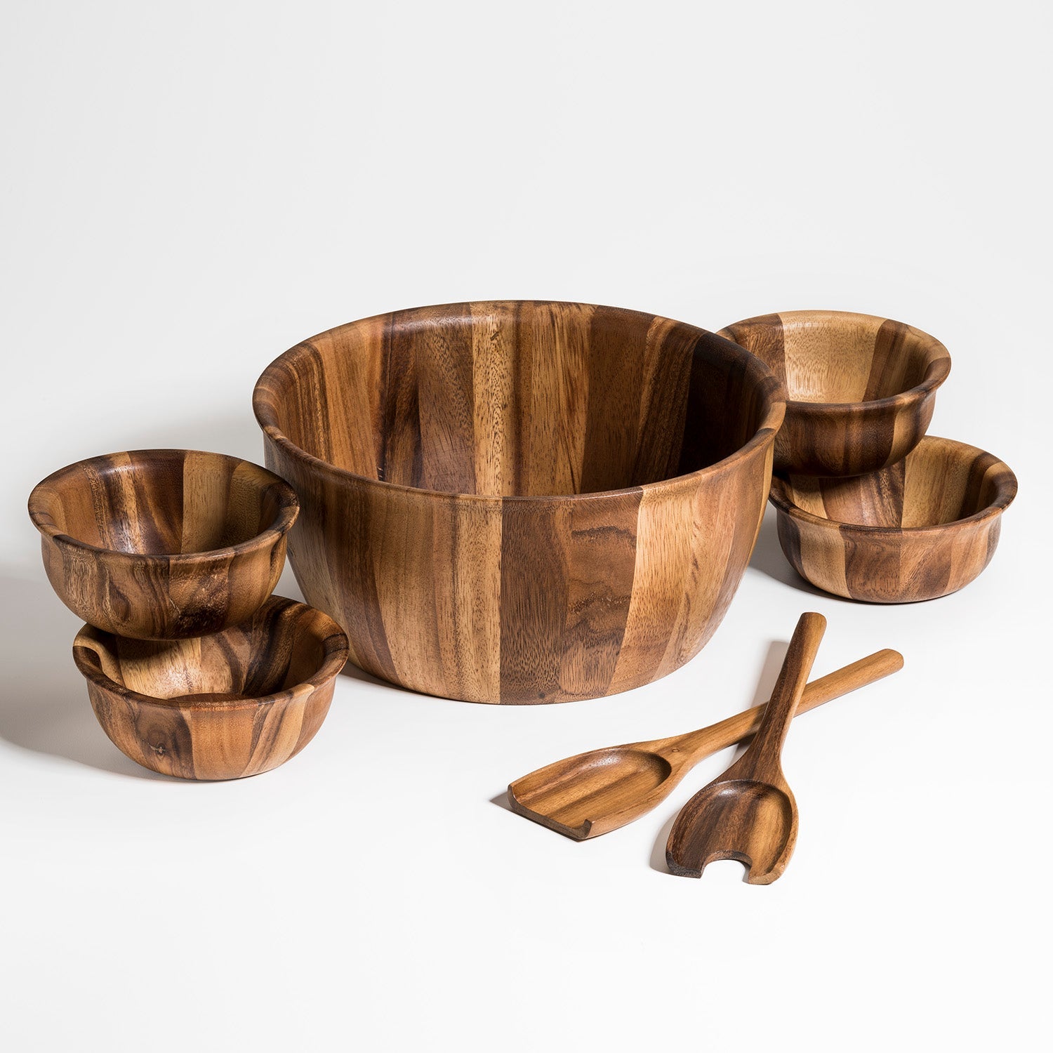 Extra Large Salad Bowl with Servers and 4 Individual Bowls