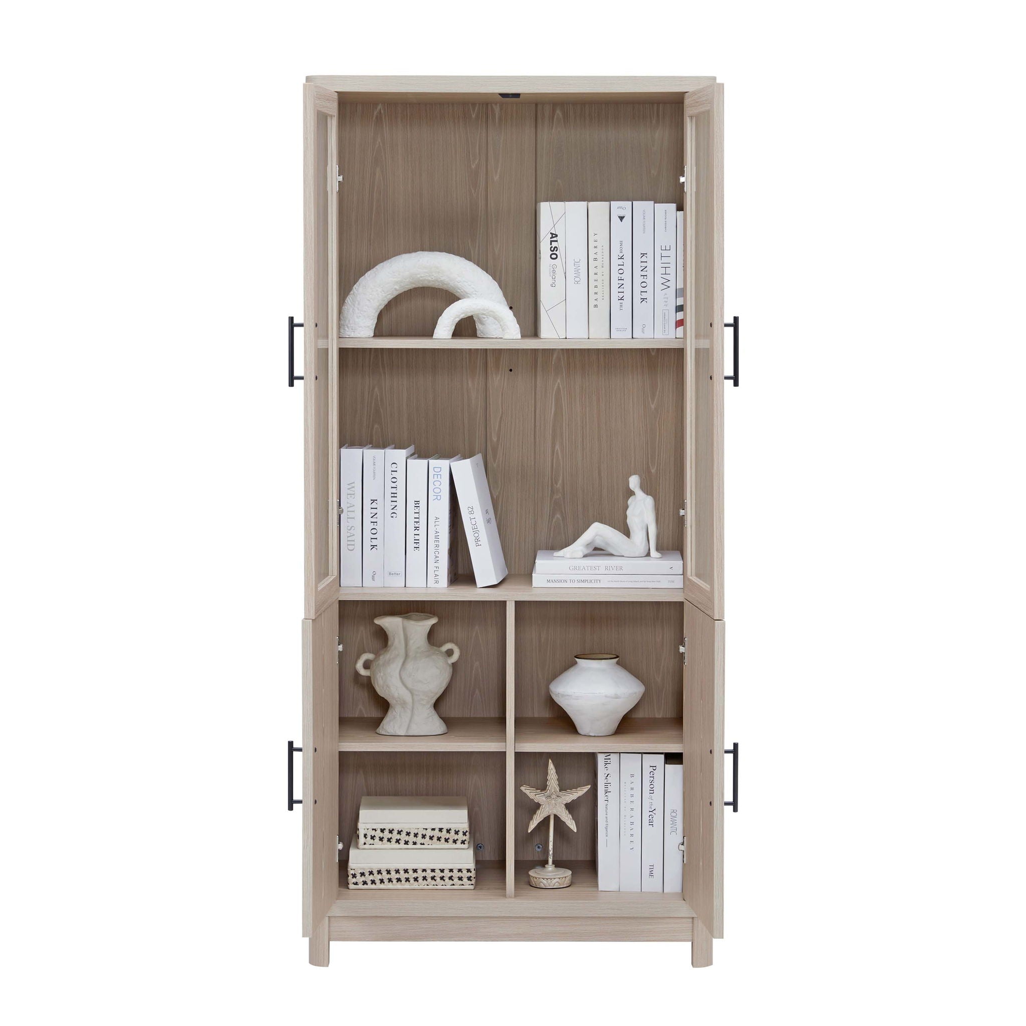 Jodie - Bookcase Cabinet With 6 Adjustable Shelves - Oak