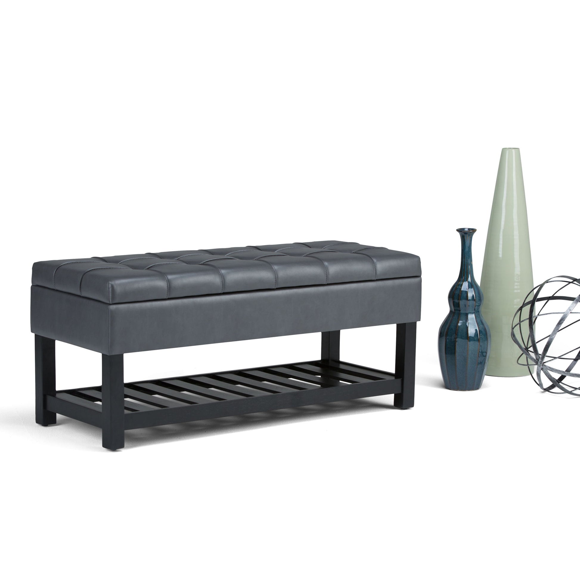 Saxon - Upholstered Transitional Storage Ottoman Bench - Best Buy Furniture