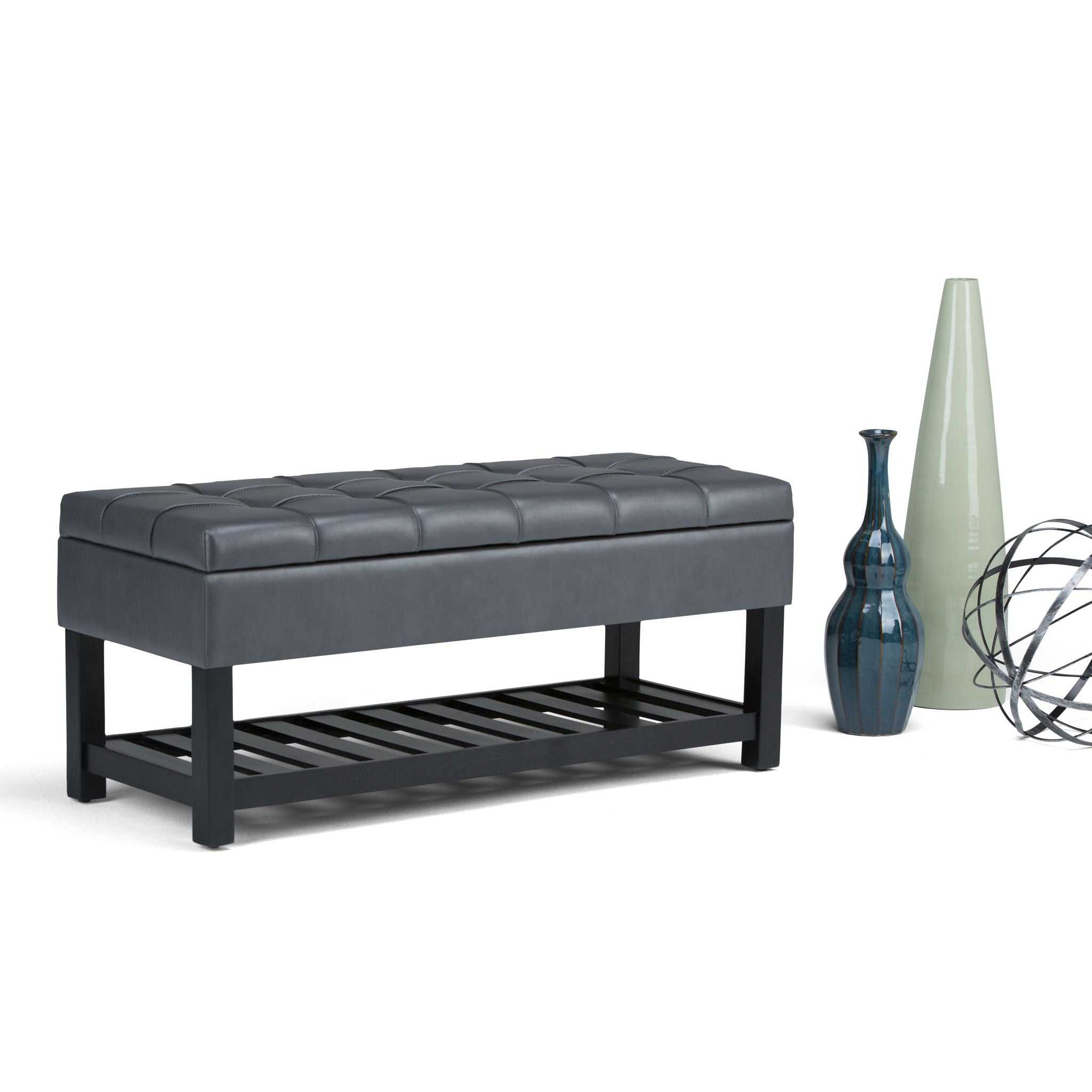 Saxon - Upholstered Transitional Storage Ottoman Bench - Best Buy Furniture