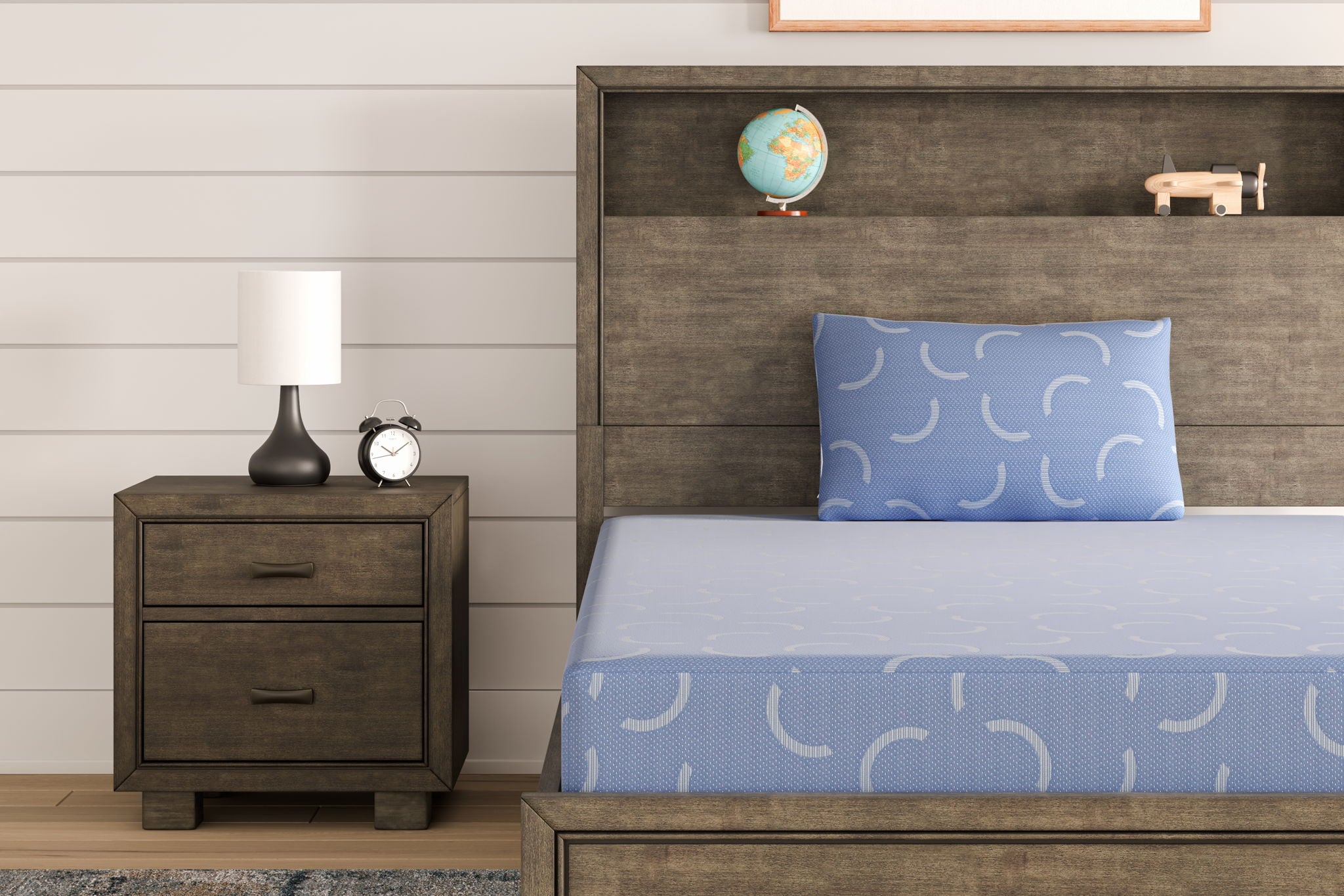 Ikidz Ocean - Mattress Twin size And Pillow Set of 2 - Blue