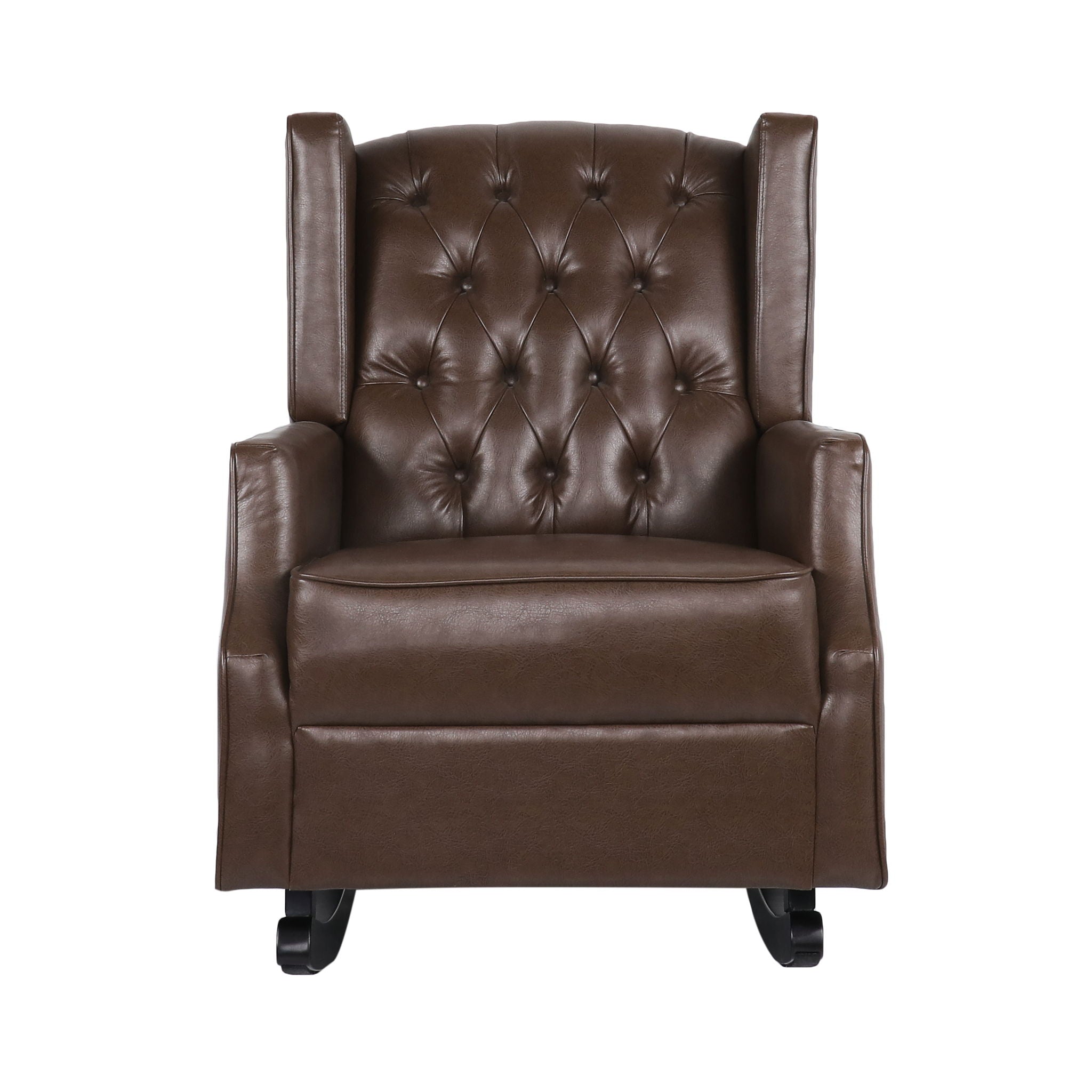 Amedou Contemporary Tufted Wingback Rocking Chair - Dark Brown
