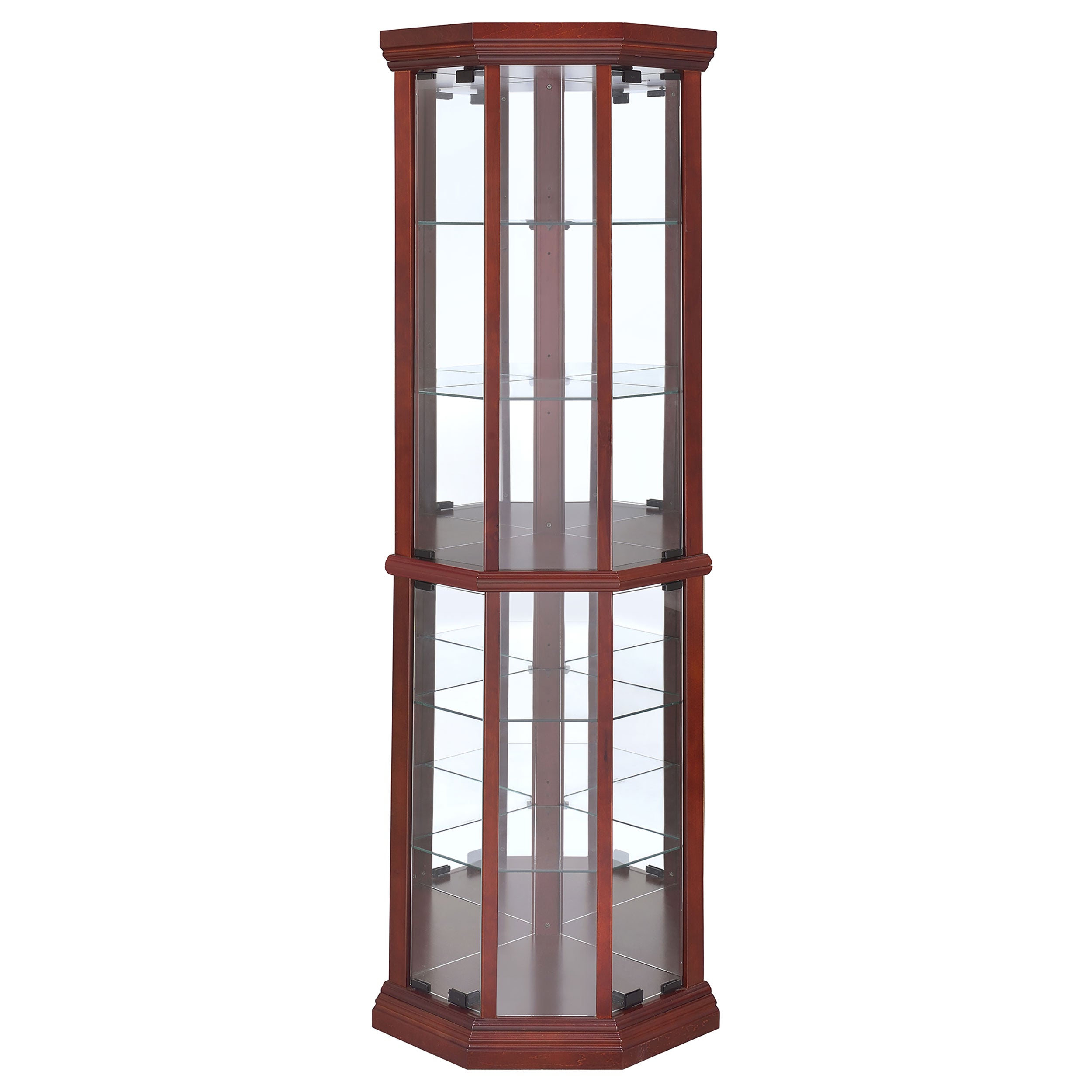 Appledale 6-shelf Corner Curio Display Cabinet Medium Brown-CoasterEssence