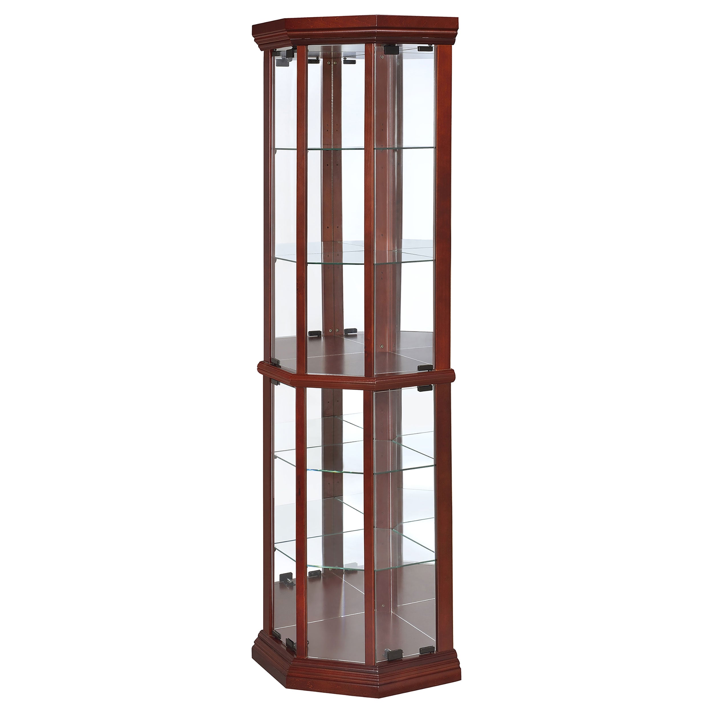 Appledale 6-shelf Corner Curio Display Cabinet Medium Brown-CoasterEssence