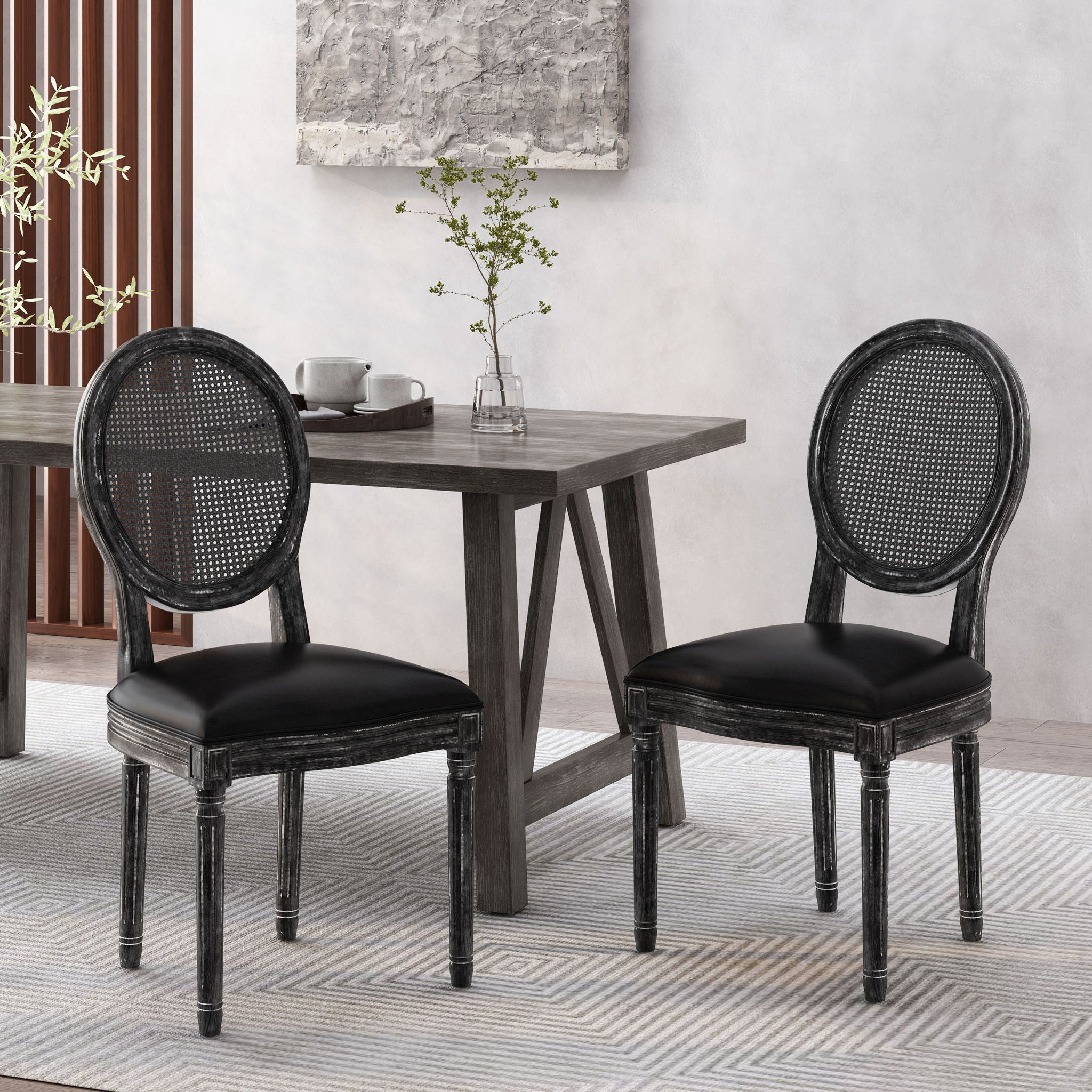 French Country Dining Chair With Cane Backrest (Set of 2) - Best Buy Furniture
