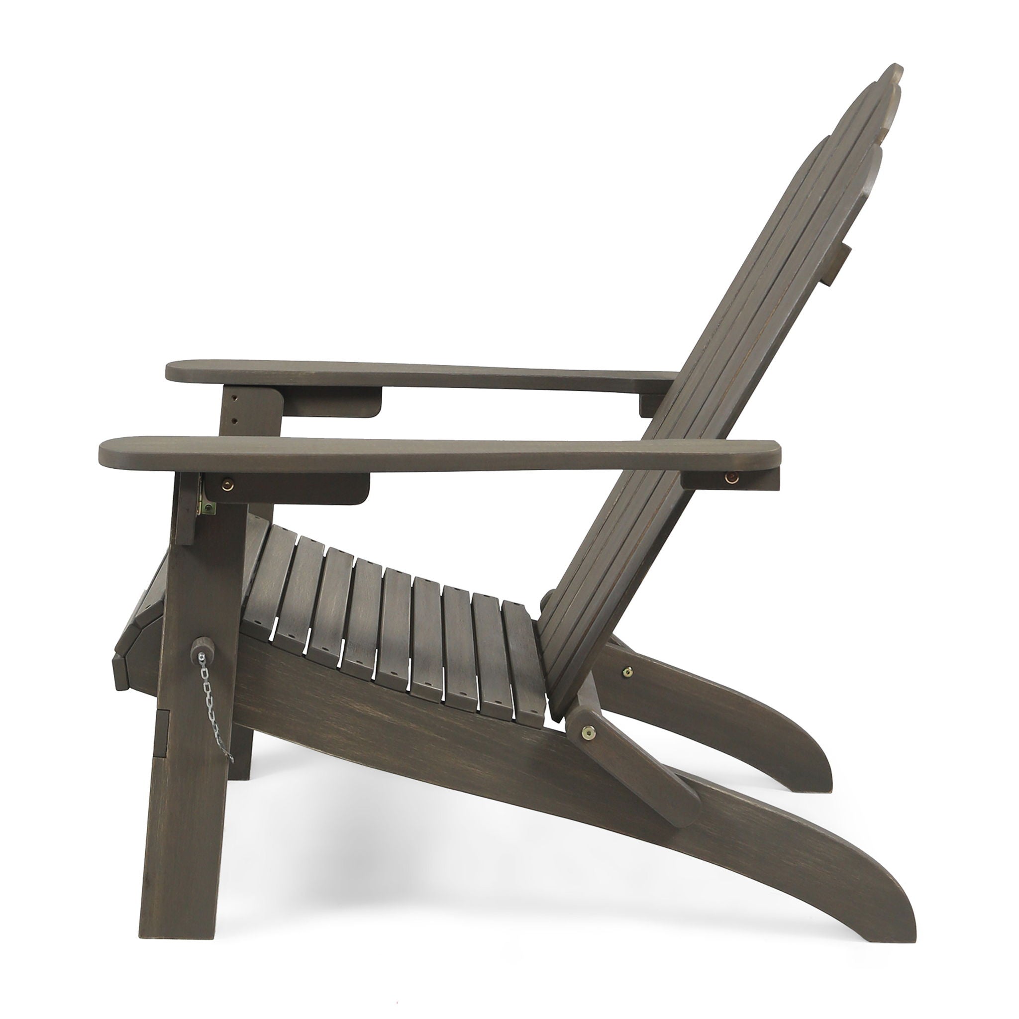 Outdoor Foldable Adirondack Chair With Hand Crafted Details - Gray