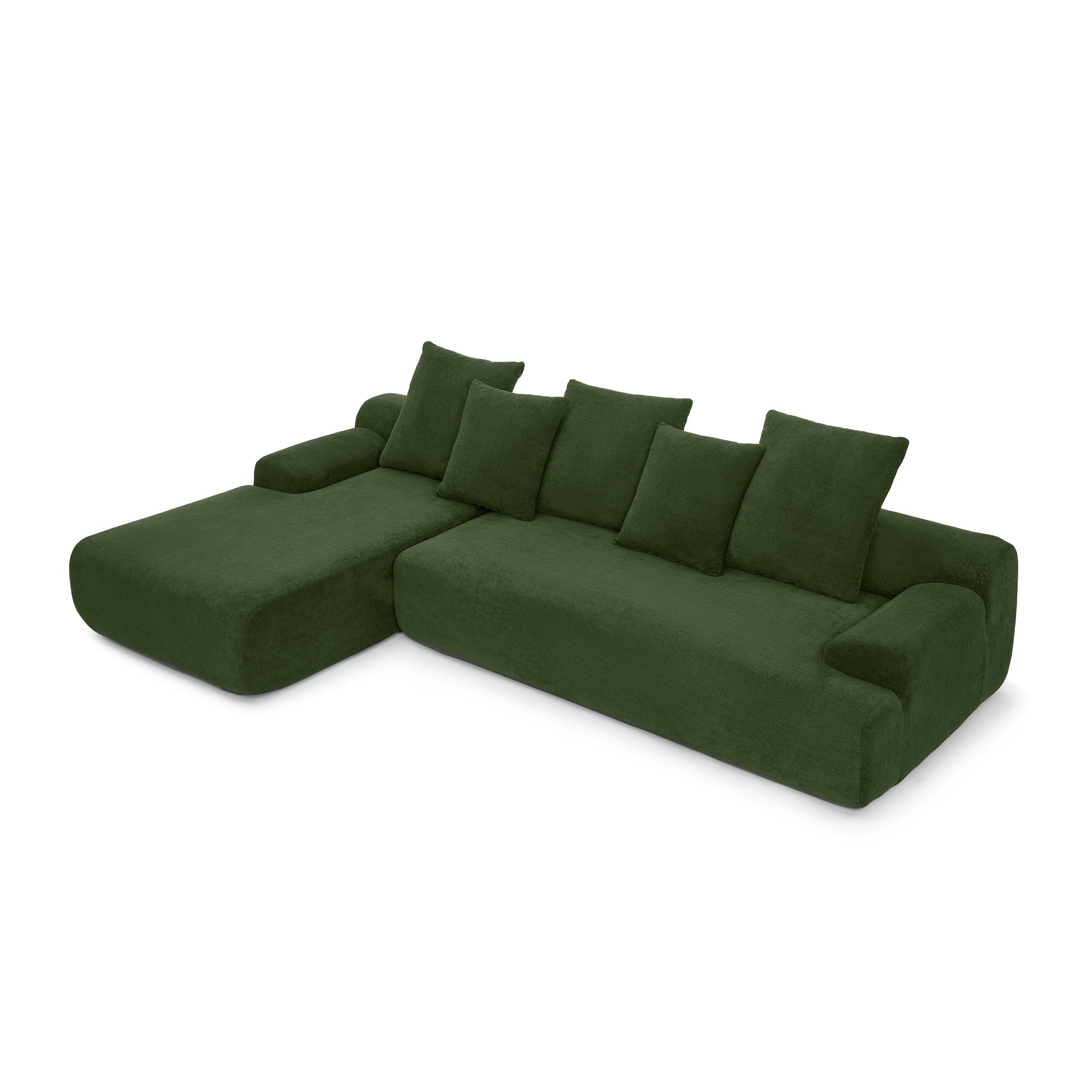 110.25x67'' Modern Upholstered L-Shape Sectional Sofa Velvet Green