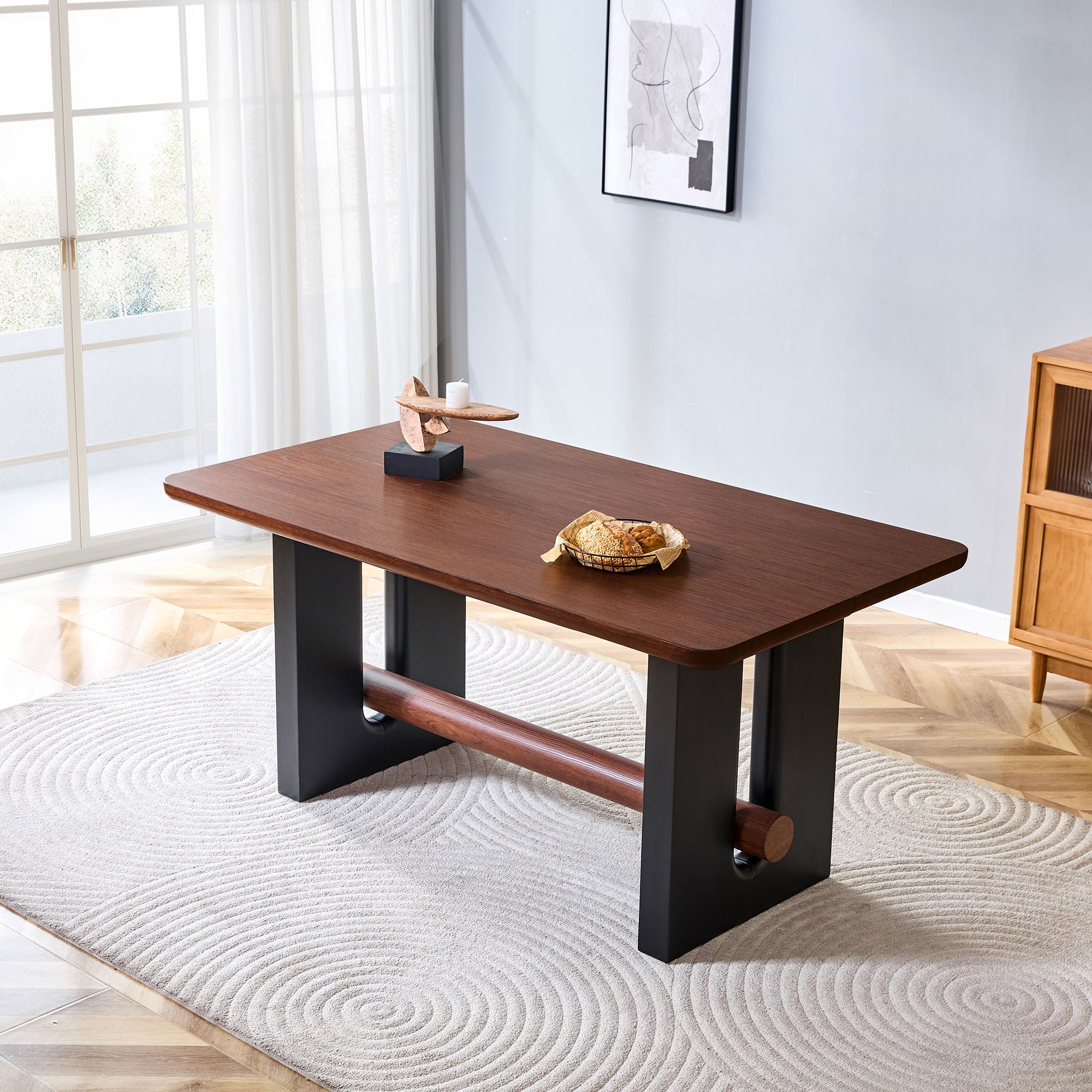 Compact Dining Table - Walnut / Black
