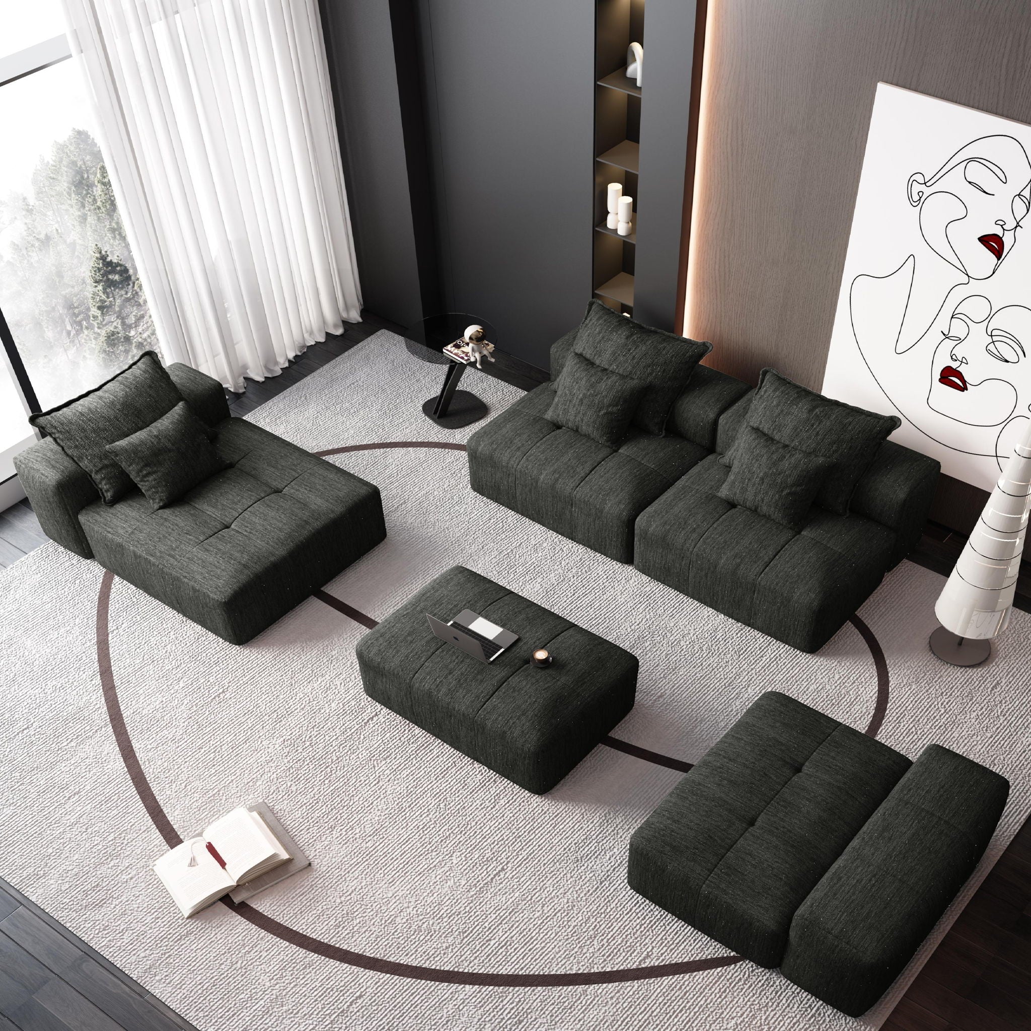 Modern Oversized Diy Combination Modular Sectional Sofa With Pillows