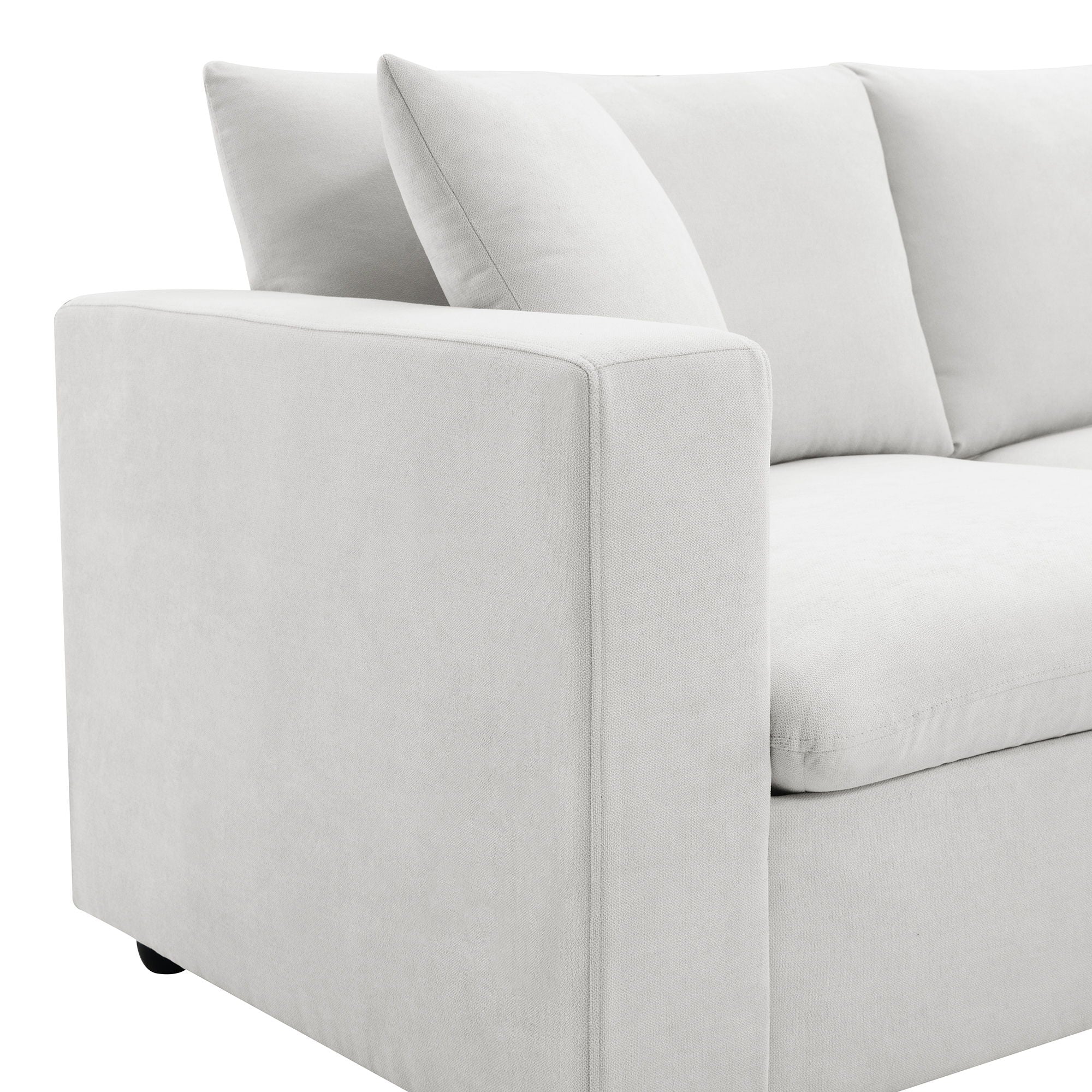 Modern Sectional Sofa With Throw Pillows, Cloud L Shaped Couch Set With Wide 4 Seat Comfy Couch Set With Movable Ottoman