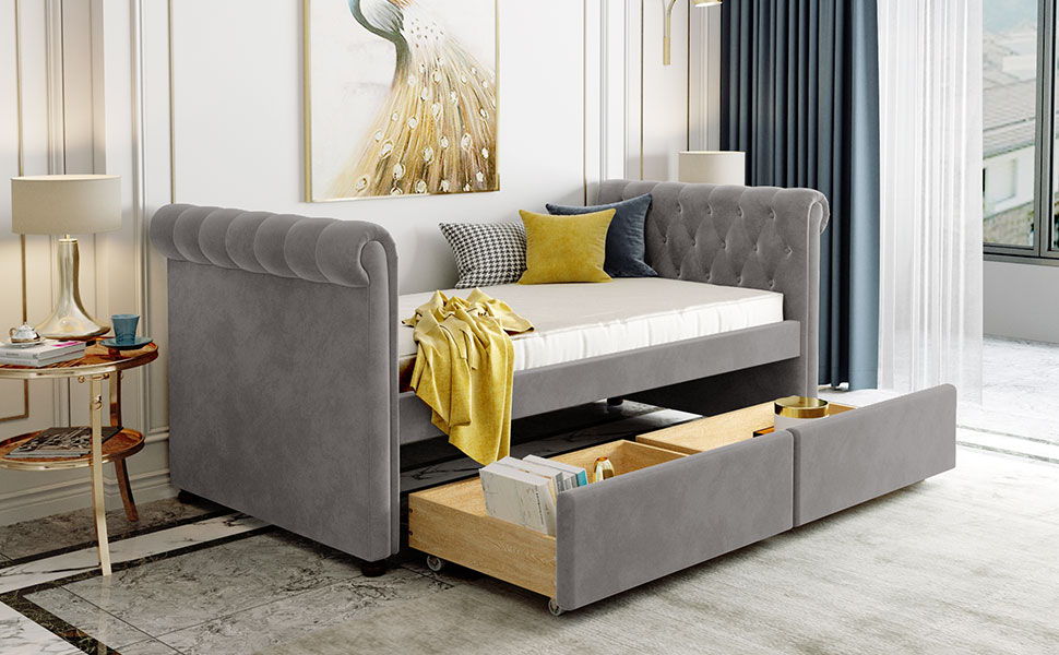 Upholstered Daybed, Wood Slat Support