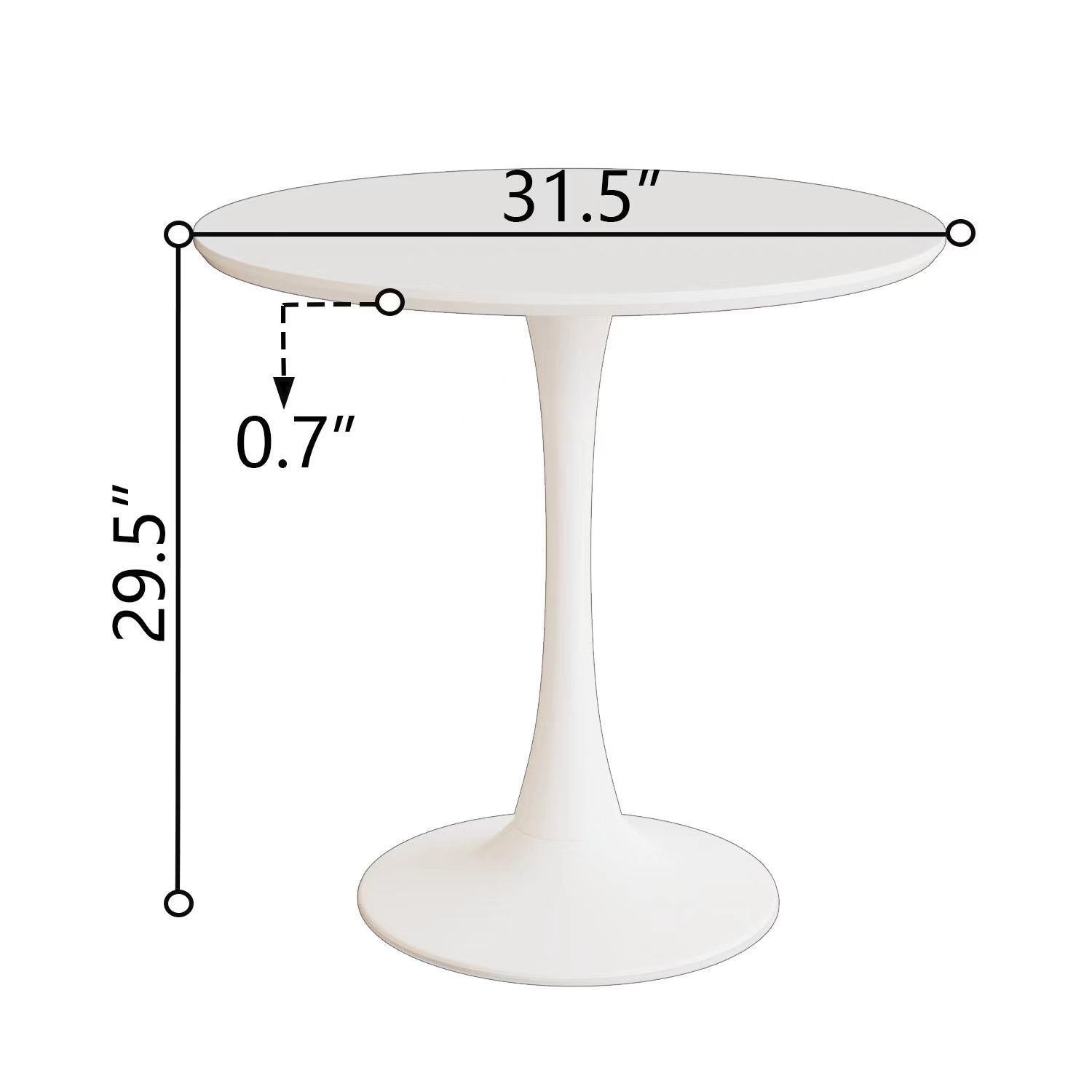 Mid-Century Round Dining Table With Pedestal Base For 2 - 4 People
